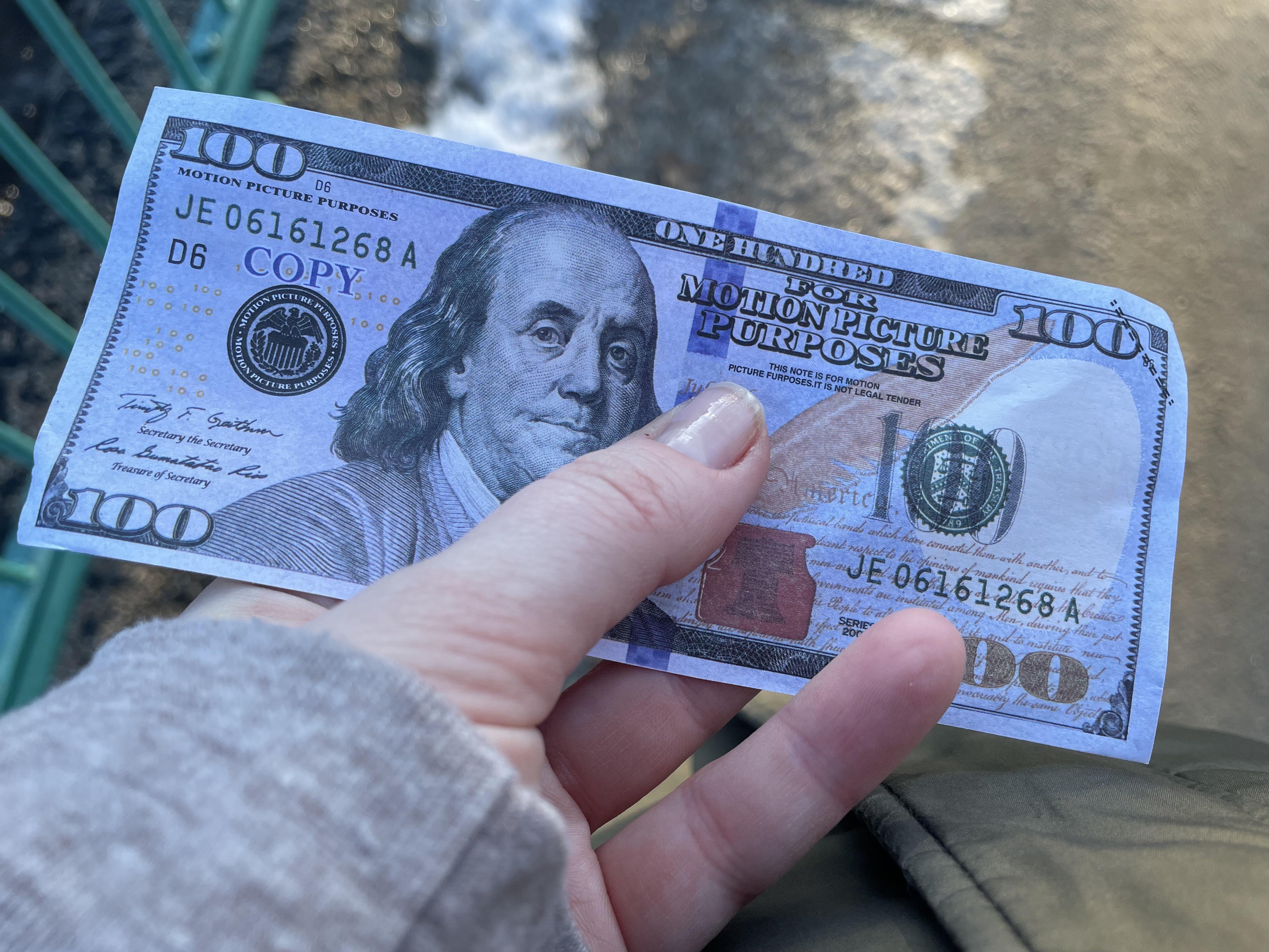 I found movie prop money on my walk today. The back says “In Props We