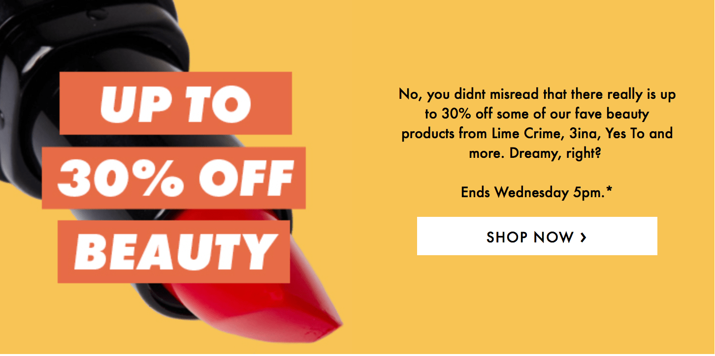 [SALE] Asos has up to 30 off beauty items until Wed 10 May http//www