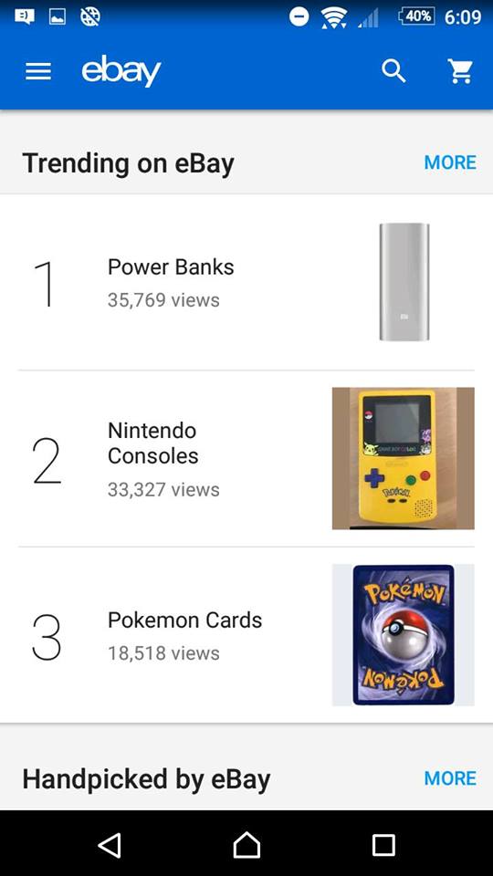 The top 3 trending products on eBay Australia are all Pokemon/Pokemon
