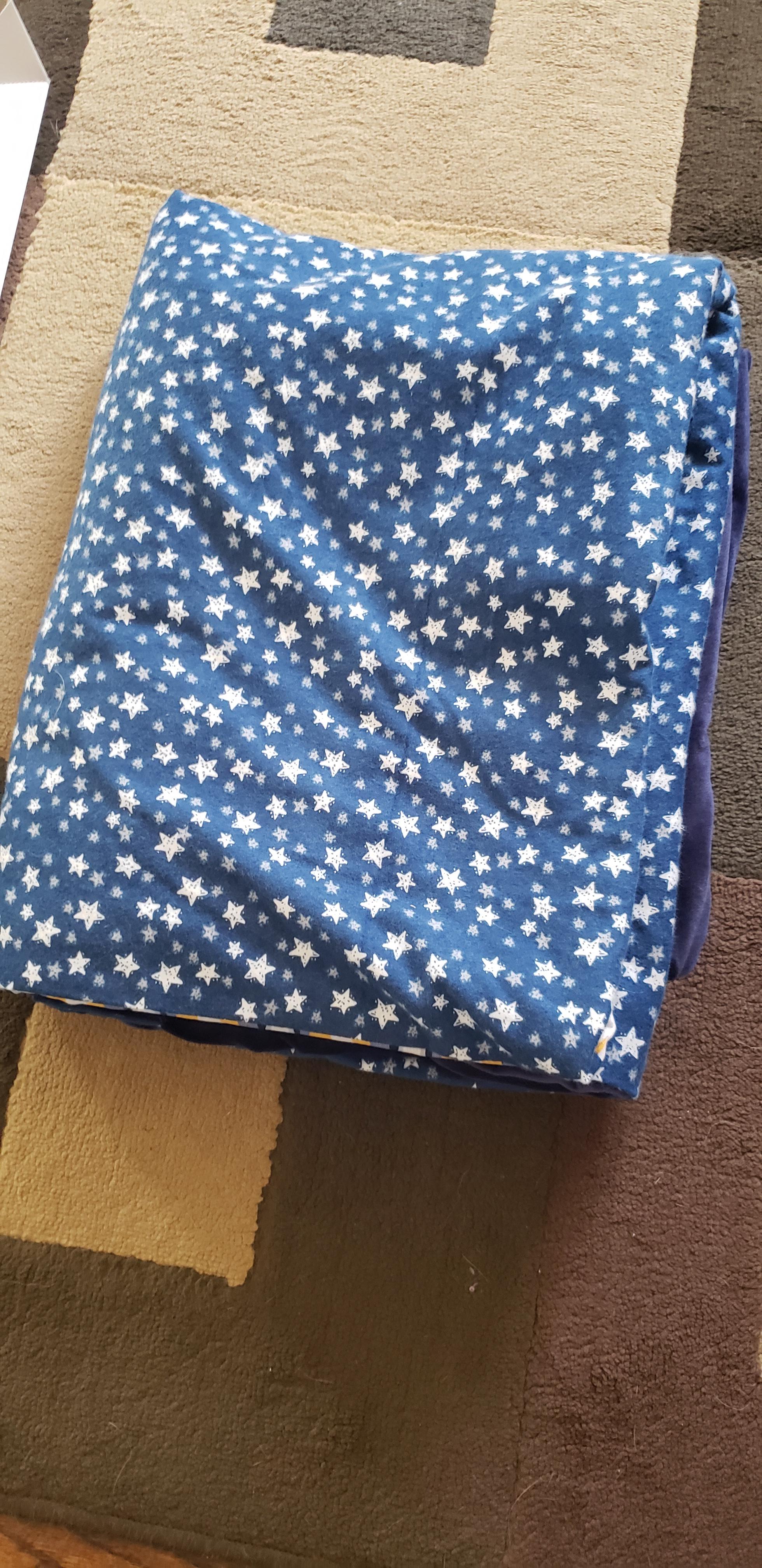 First blanket. Fist Minky. "Finished" enough to wrap. What is the trick