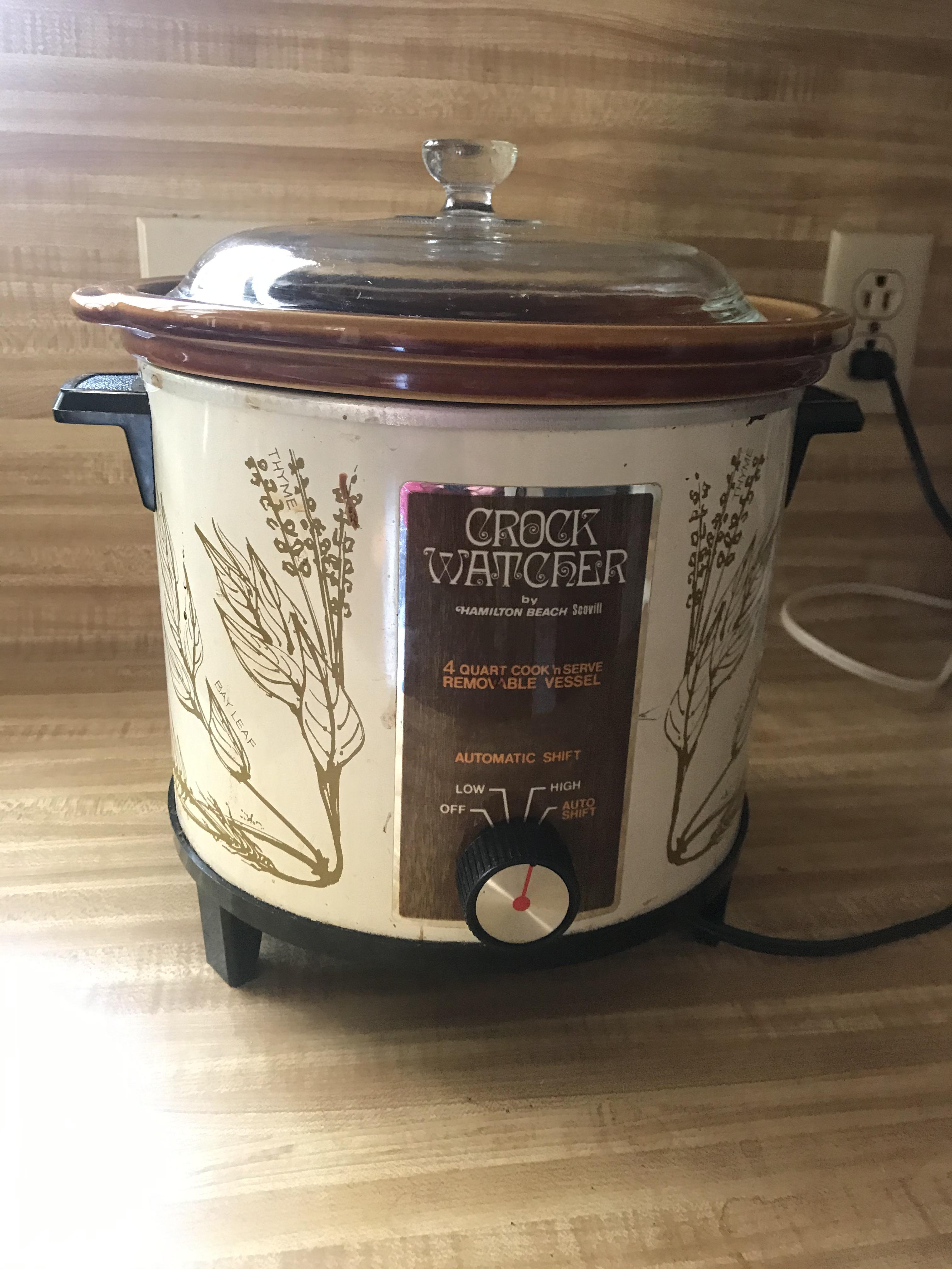 It’s the Hamilton Beach Scovill “Crock Watcher”. It was a wedding gift