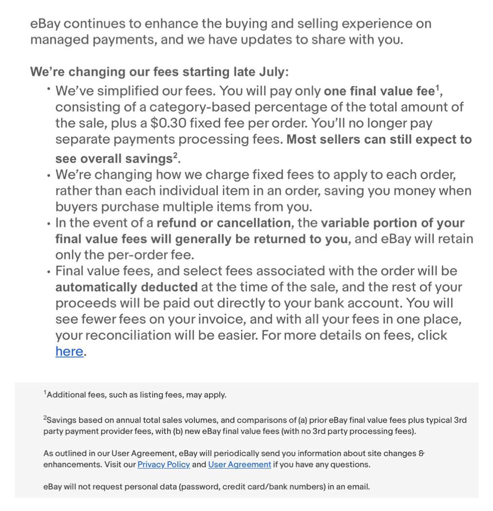 Is eBay lowering fees for being in managed payments? r/Ebay