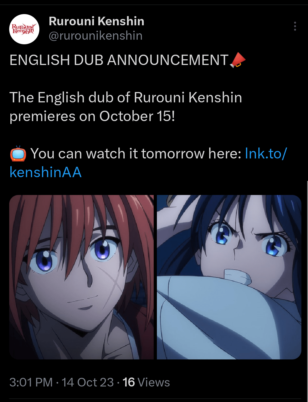 2023 English dub premieres tomorrow on Crunchyroll r/rurounikenshin