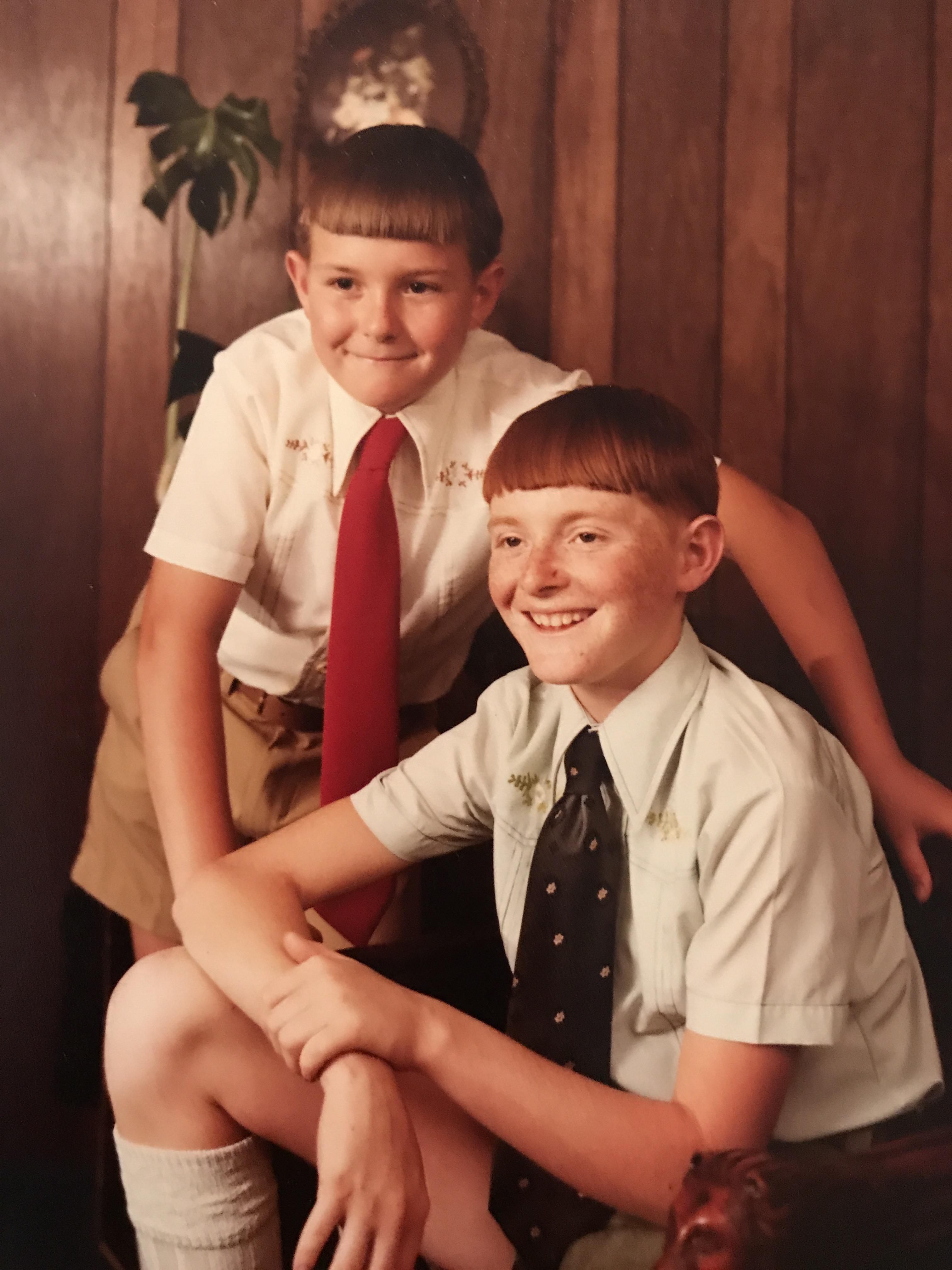 Our friend Trevor and his younger brother sometime in the 70s with what