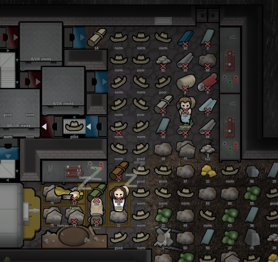 I think I have a few too many human leather hats... RimWorld