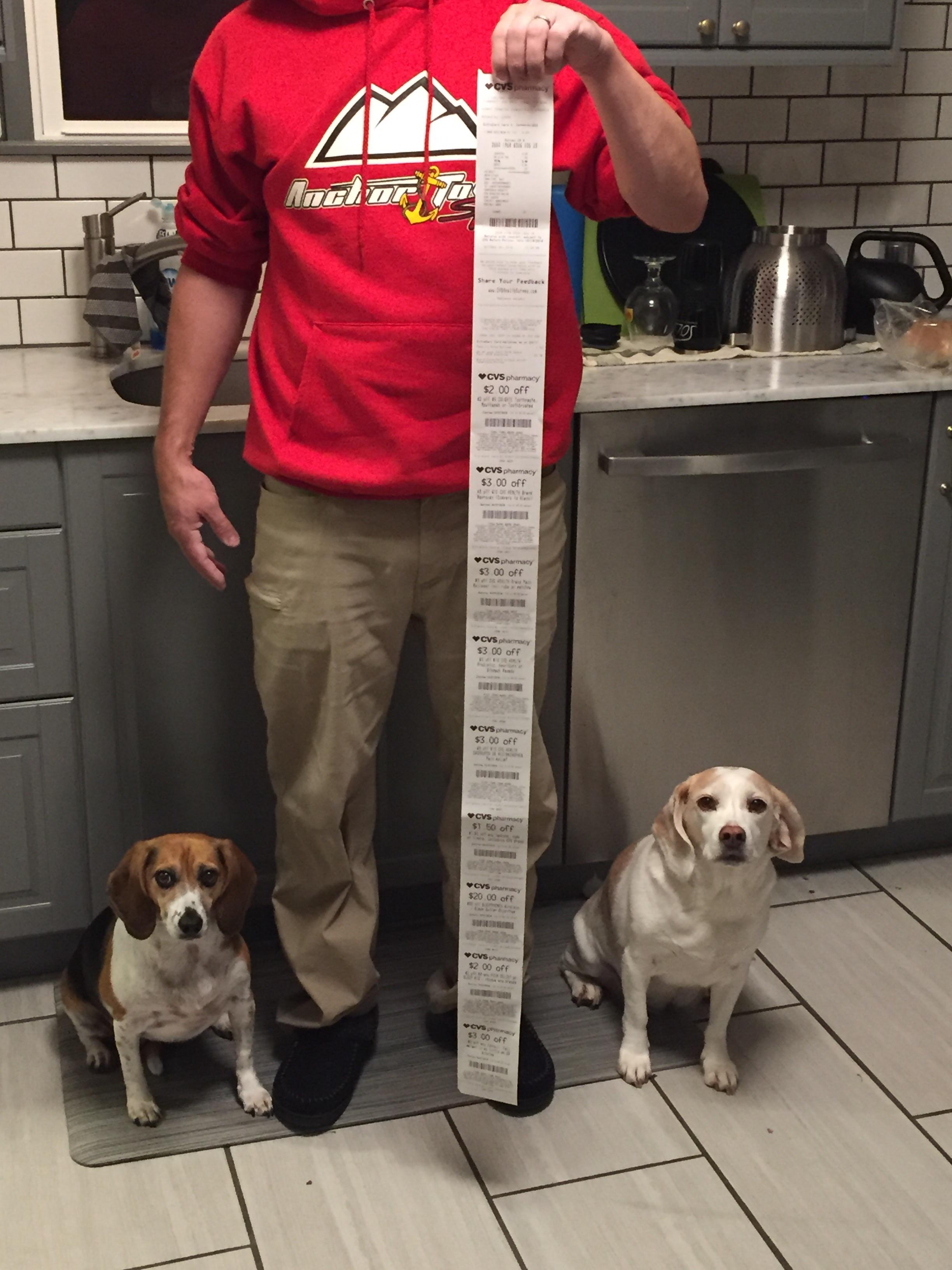 All of this for hairspray. Dogs and human for scale. cvsreceipts