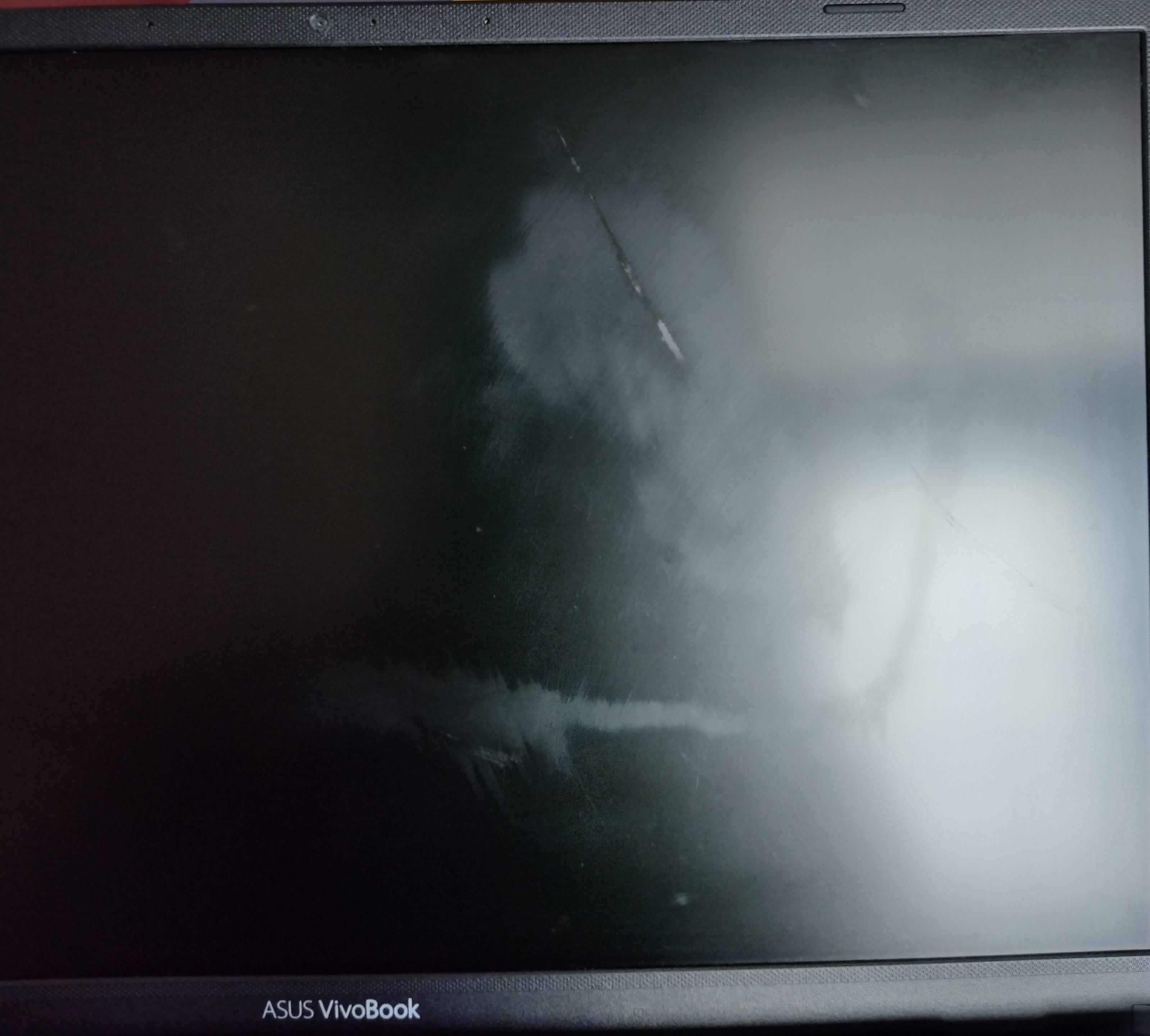 How to clean my laptop screen? I made a huge mistake using sanitizer to clean and it made a even