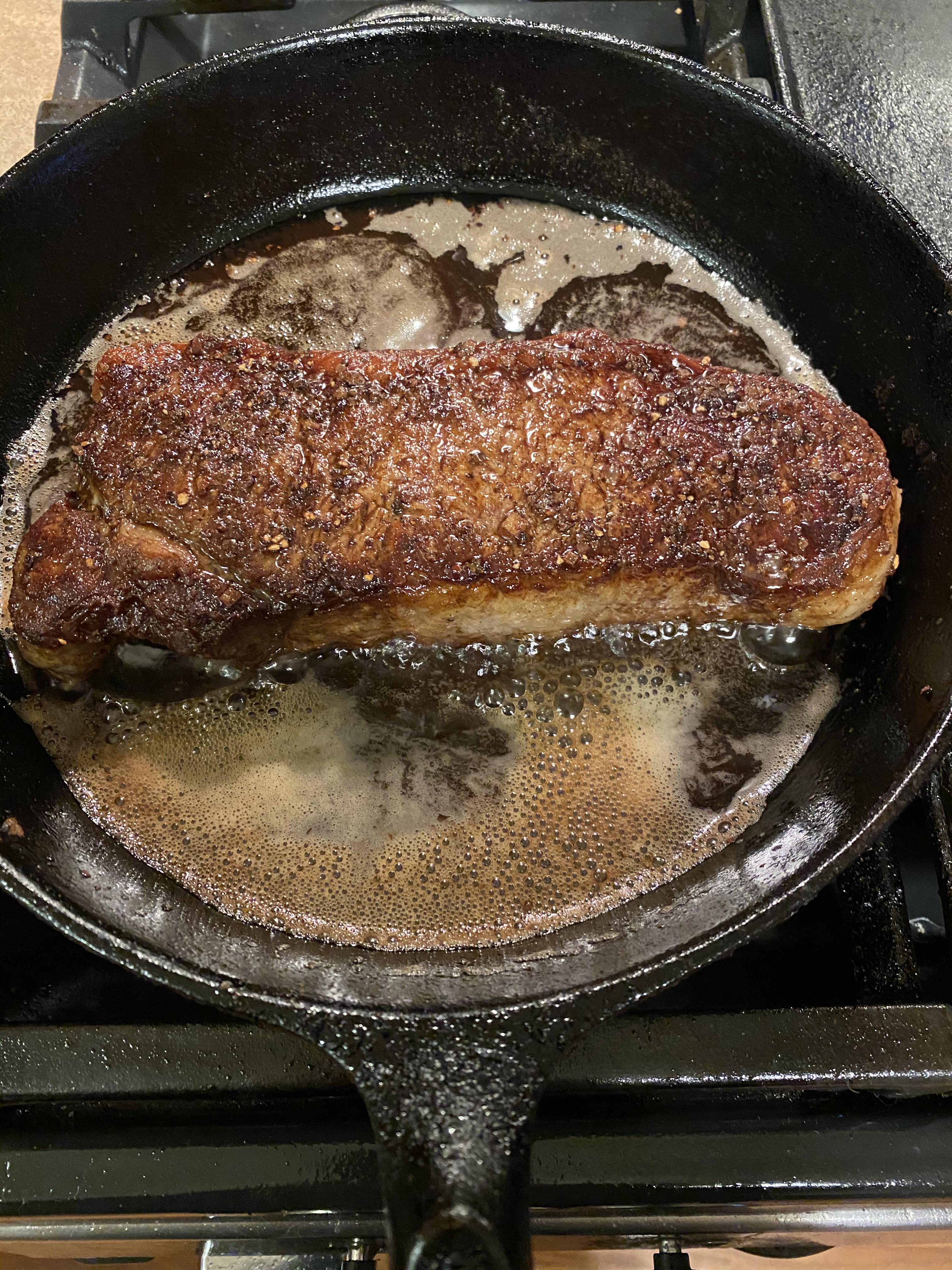 Black iron skillet strip steak Costco r/steak