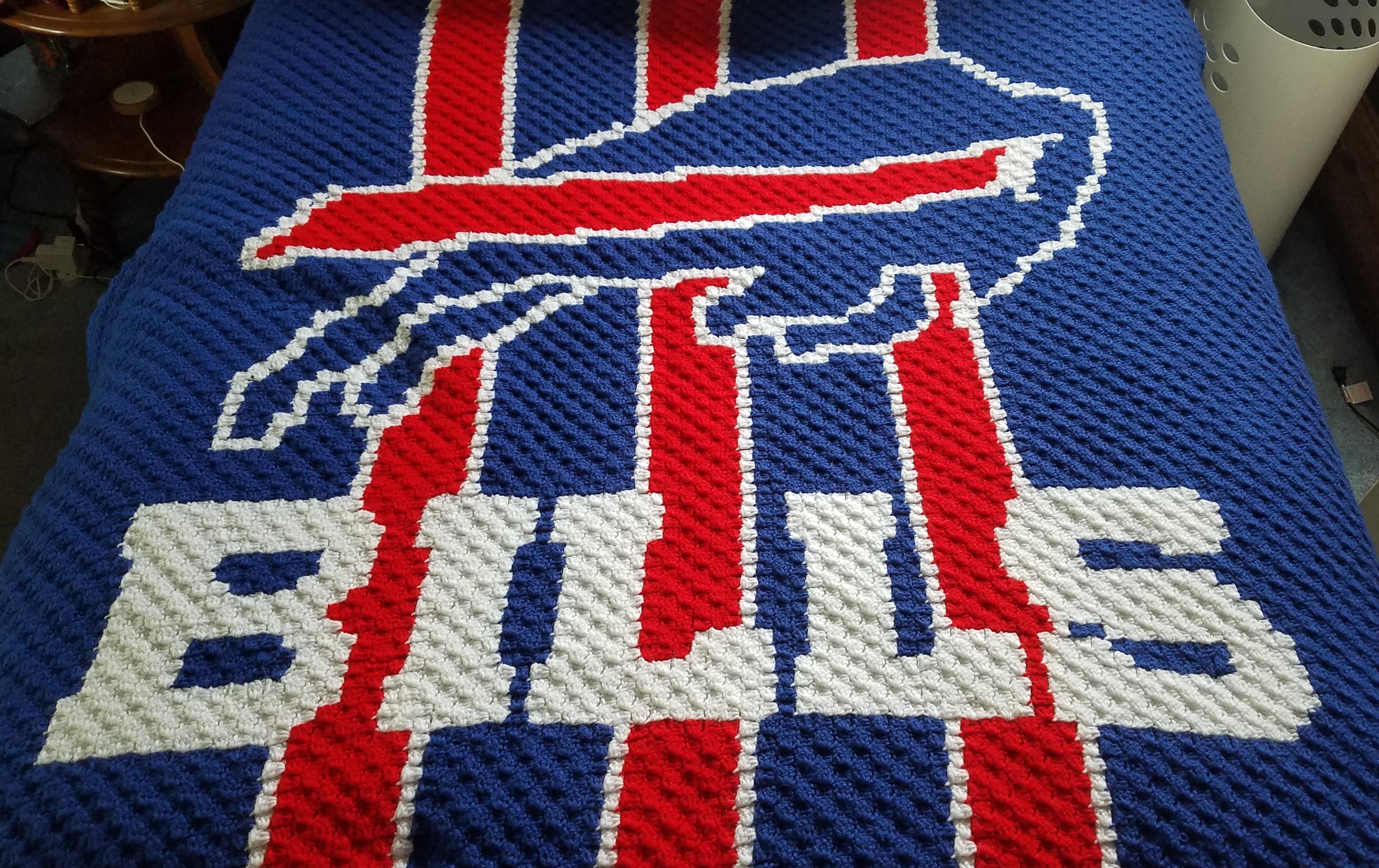 Buffalo Bills blanket for my dad. I can't believe it's finally done