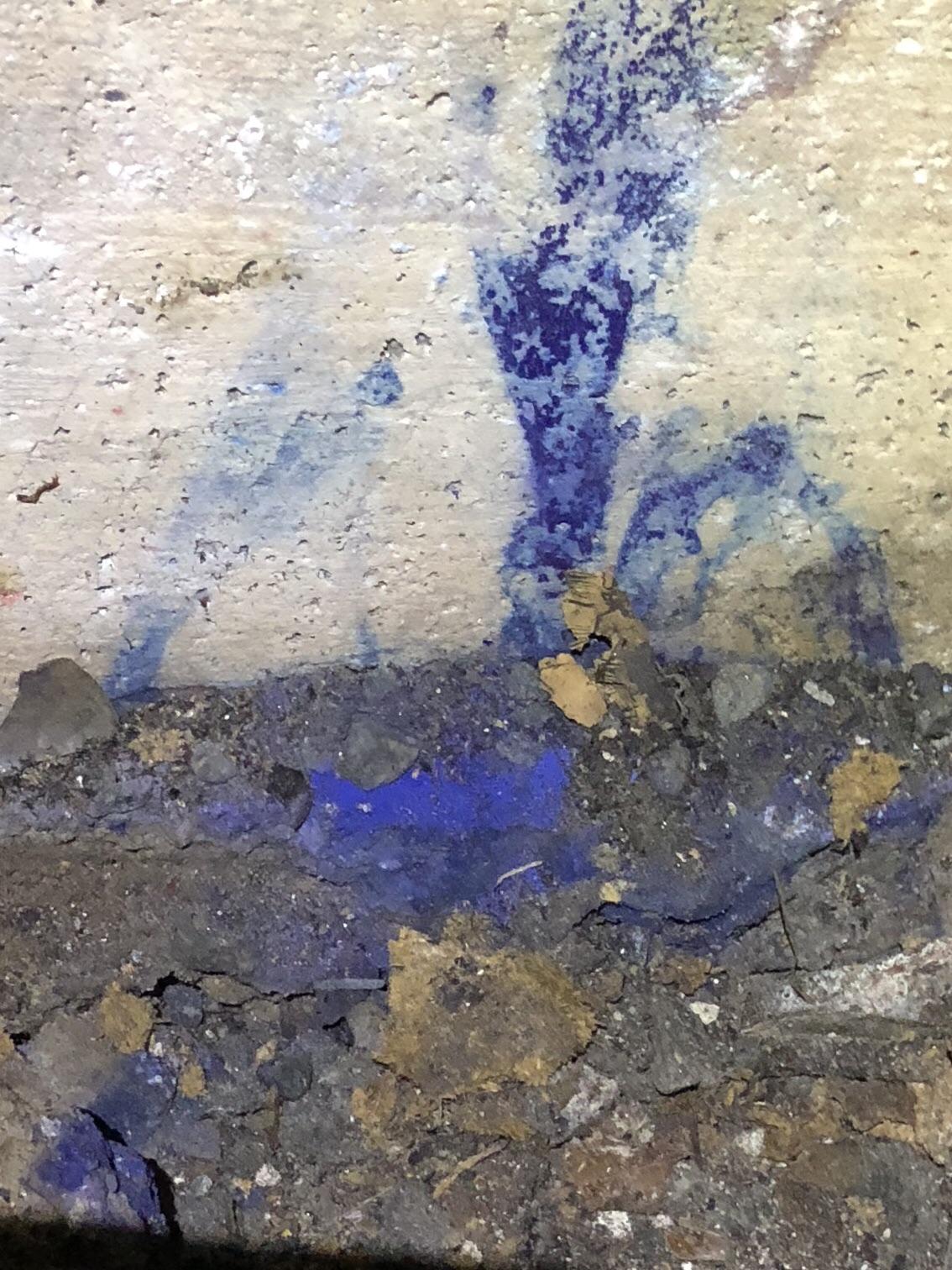 Blue residue in a german ww2 bunker. Also found blue residue on the
