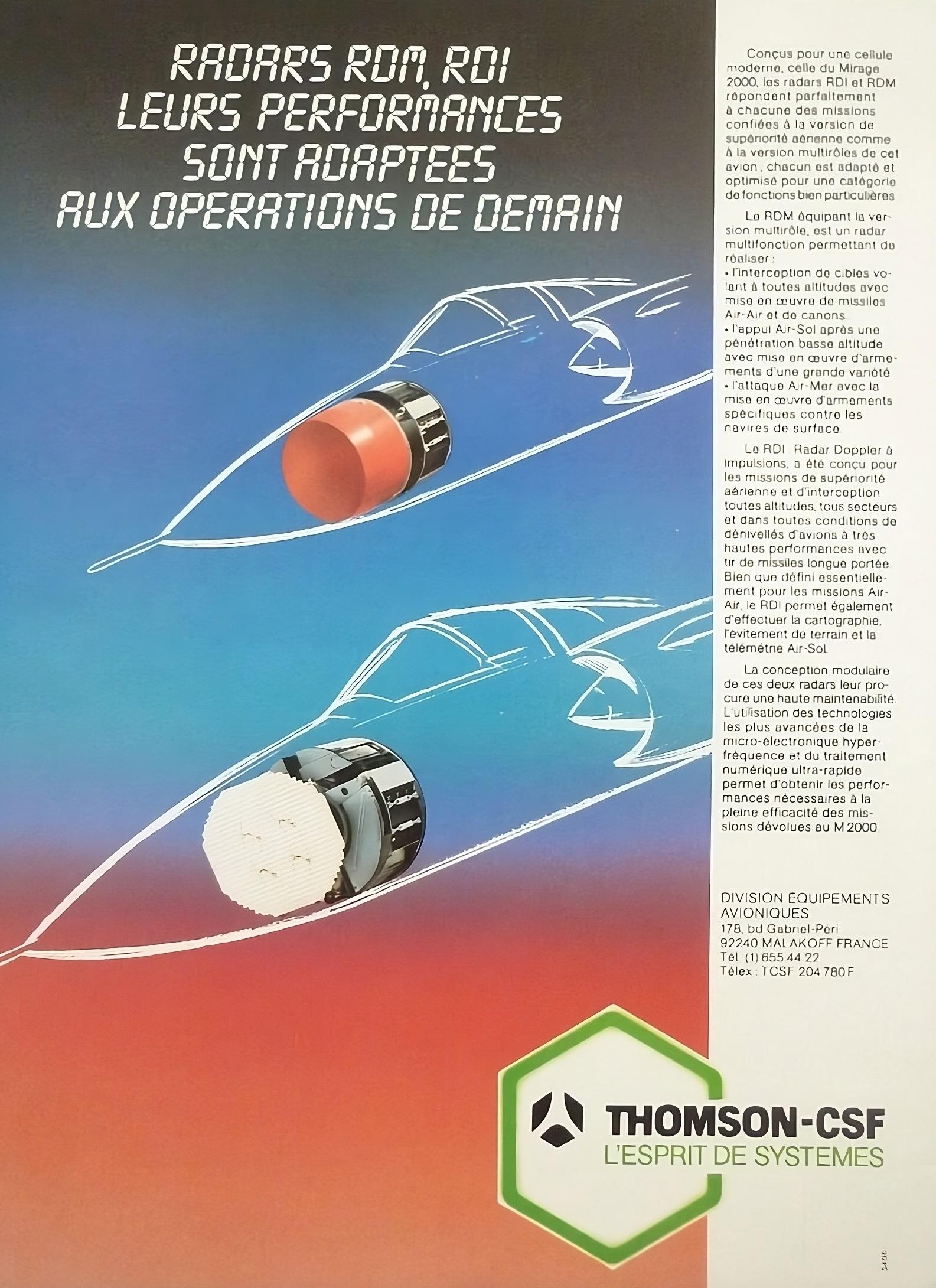 Radars ThomsonCSF les performances pour les operations de demain r