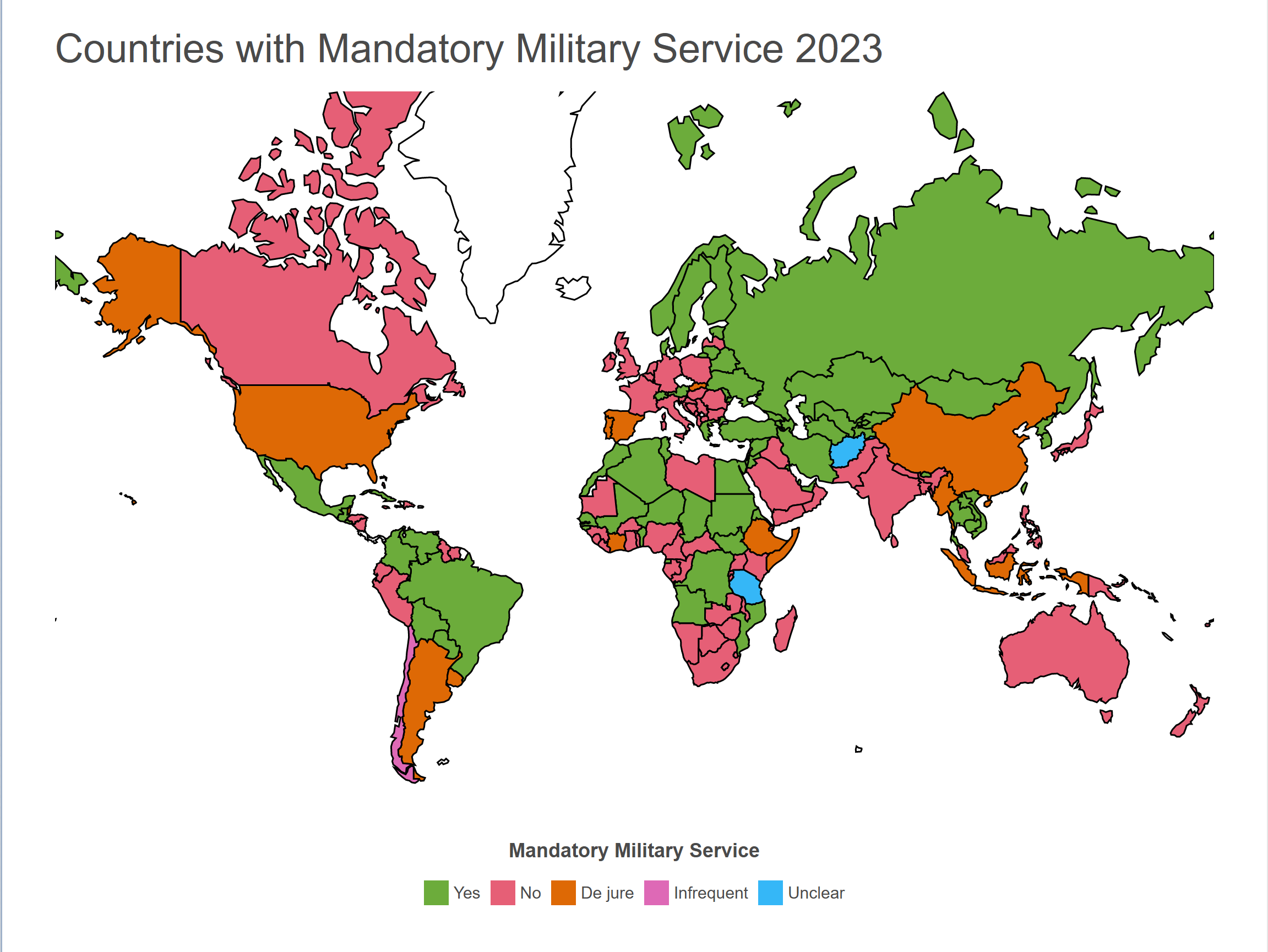 Countries with Mandatory Military Service (2023) r/MapPorn