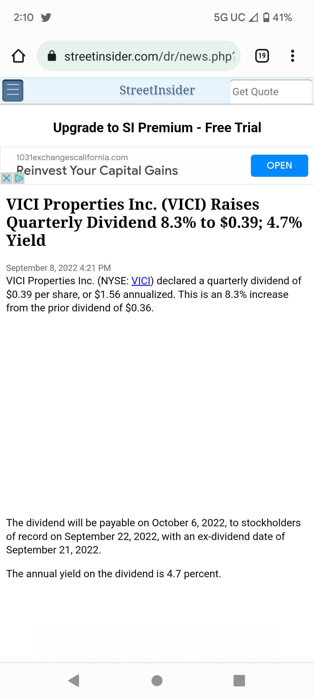 VICI raises dividend by 8.3 chi ching! r/dividends