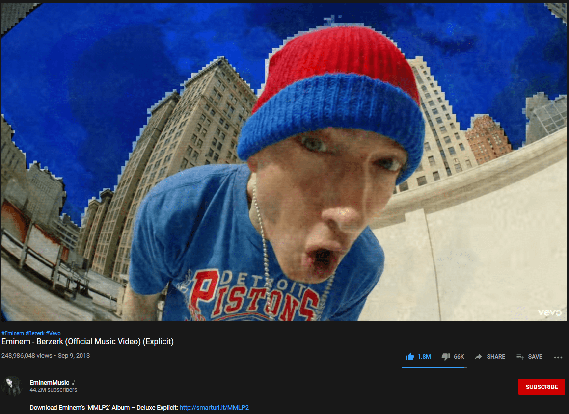 7 years ago today, the music video for Berzerk came out Eminem