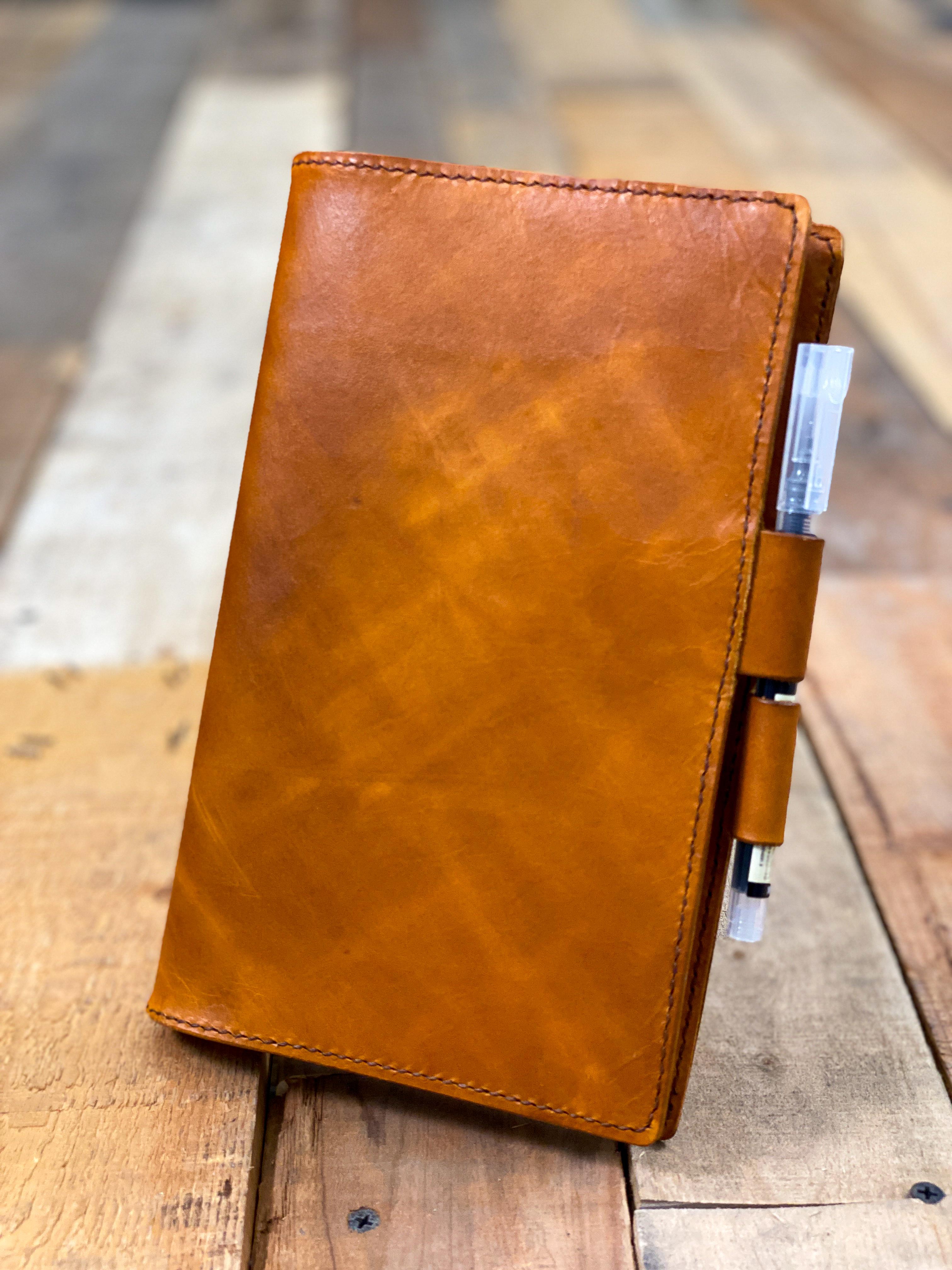 Handmade Leather Notebook Cover w/ Large Moleskin Notebook &