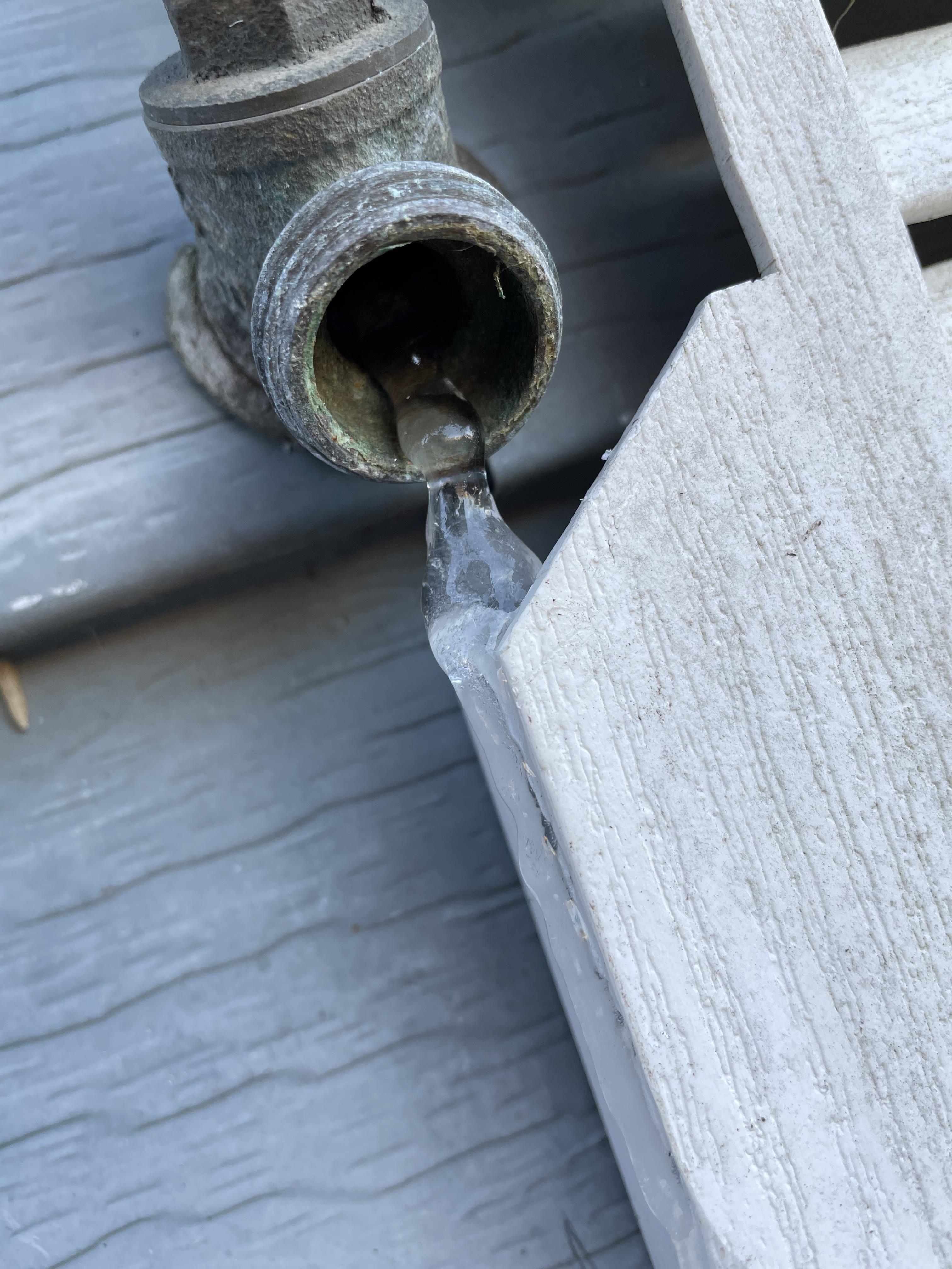 Some ice on my outside spigot, even though I shut off the valve and