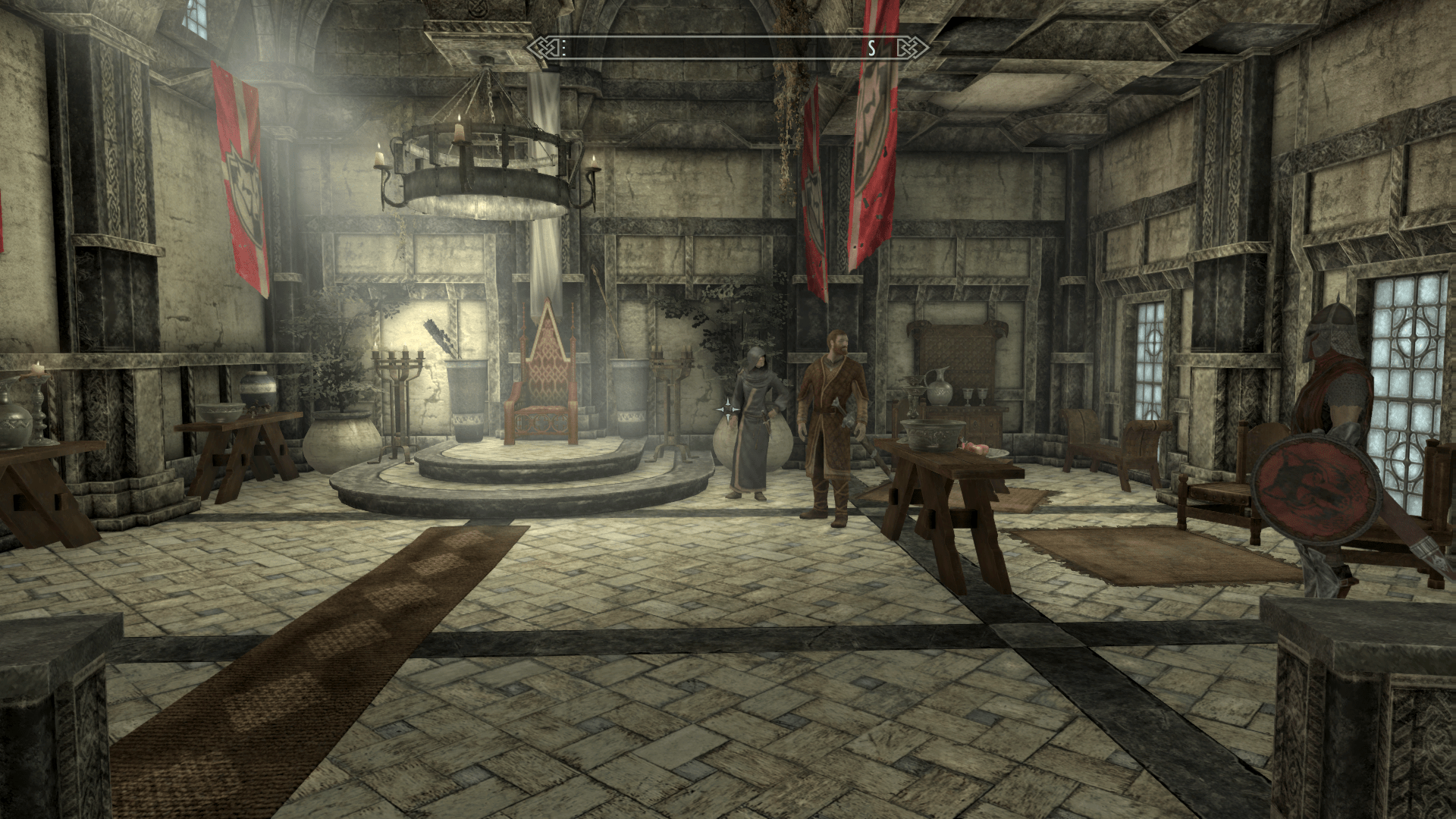 I just noticed that the throne in Solitude is not centered. Looks like