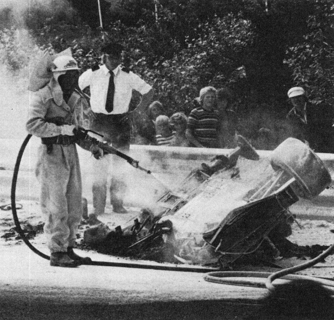 Roger Williamson crashes at 209 km/h during a Grand Prix at the Zandvoort racing circuit, 2907