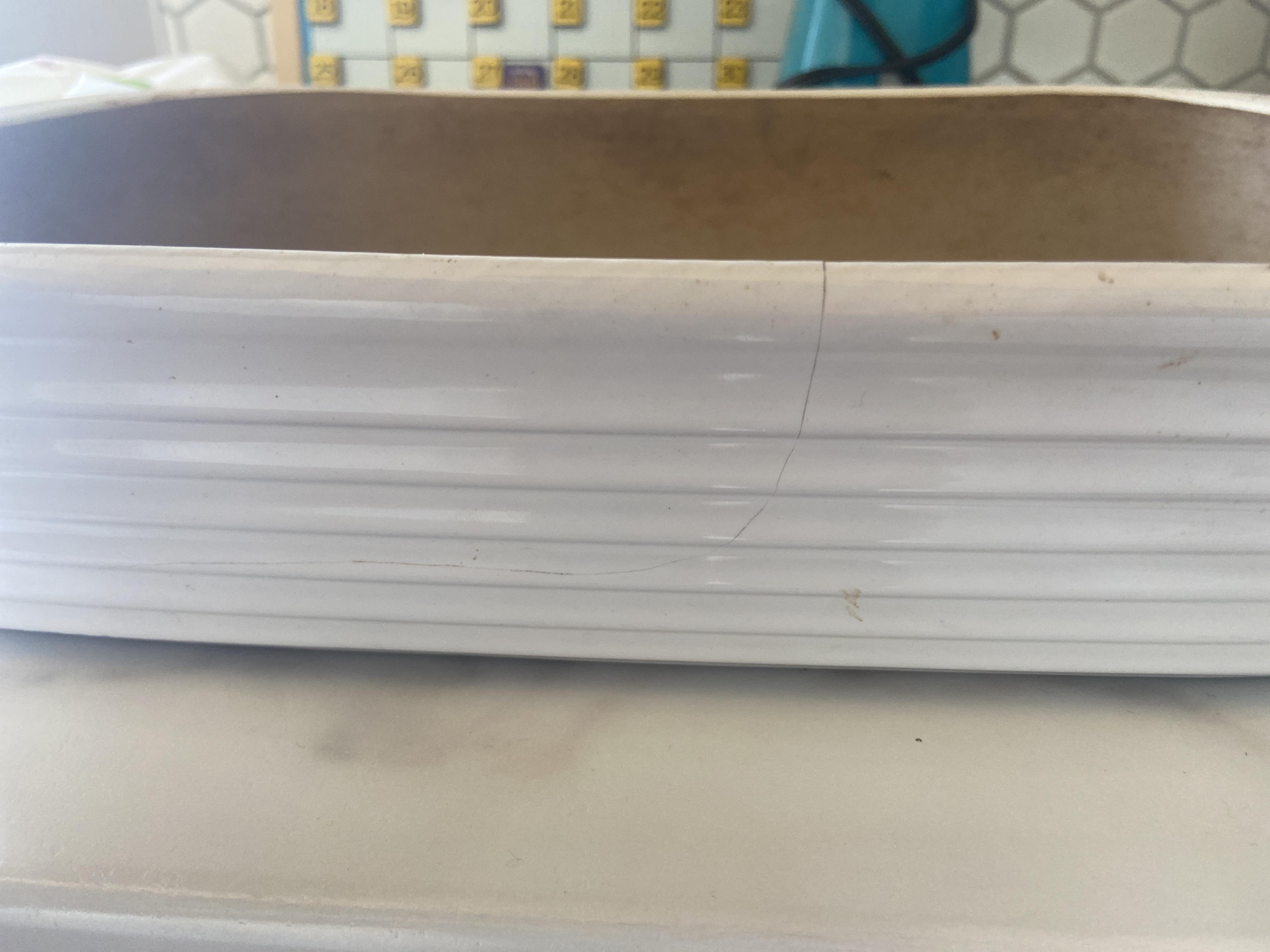 Crack in ceramic stone bakeware r/fixit