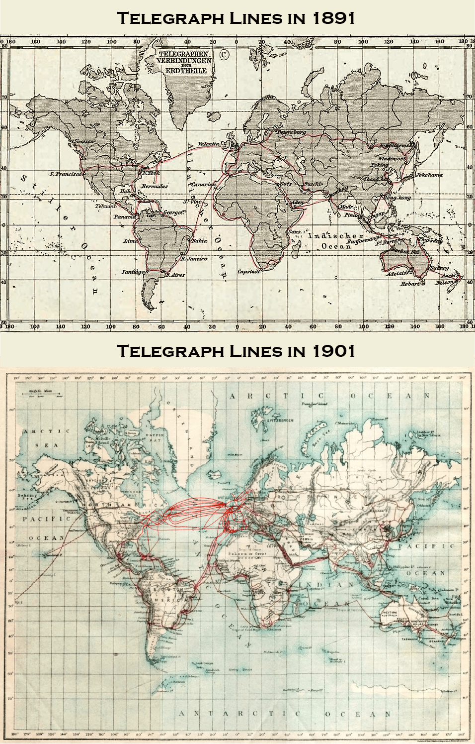 Expansion of Telegraph Lines in 10 years r/MapPorn