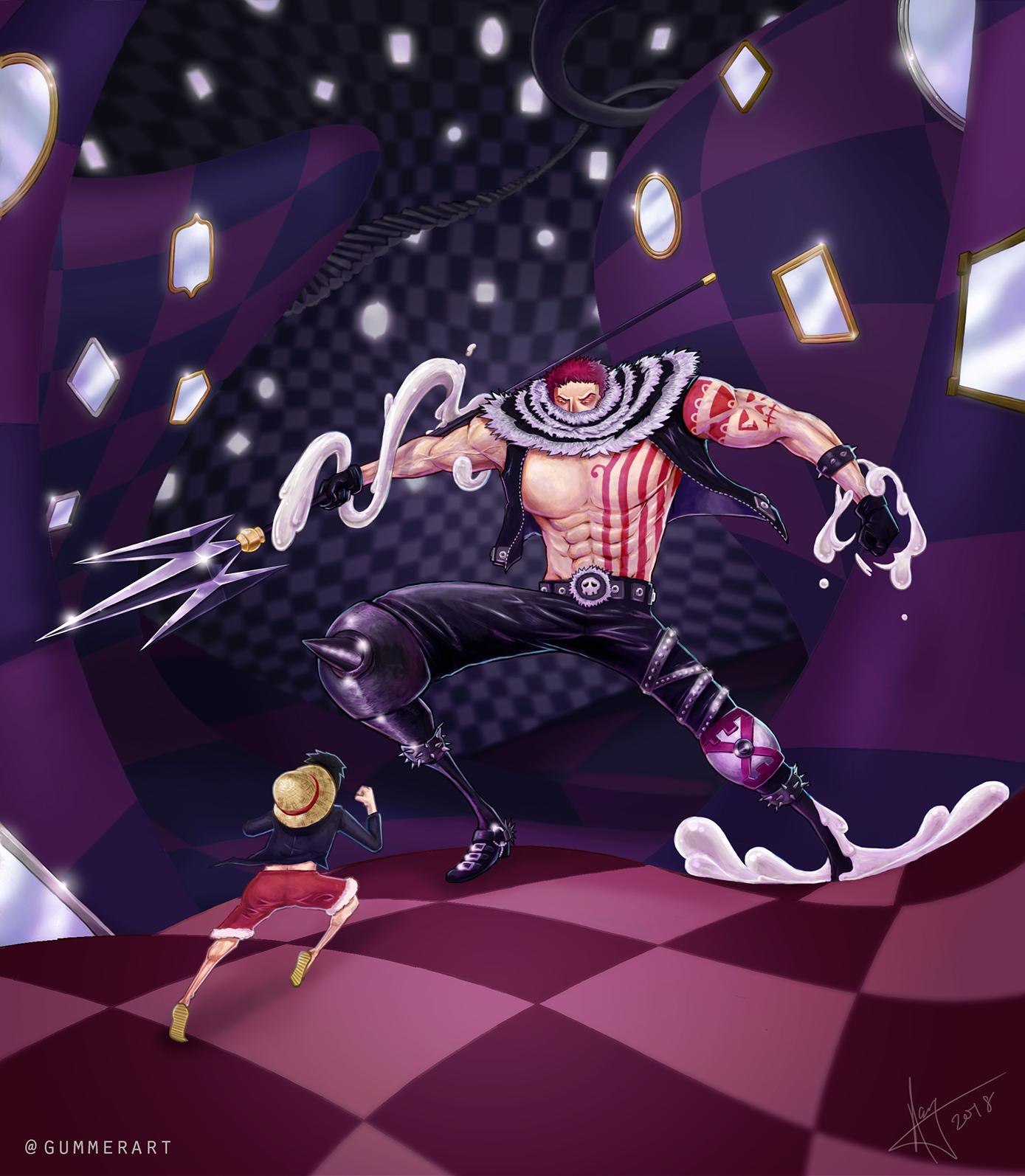 My digital painting of Luffy vs Katakuri r/OnePiece
