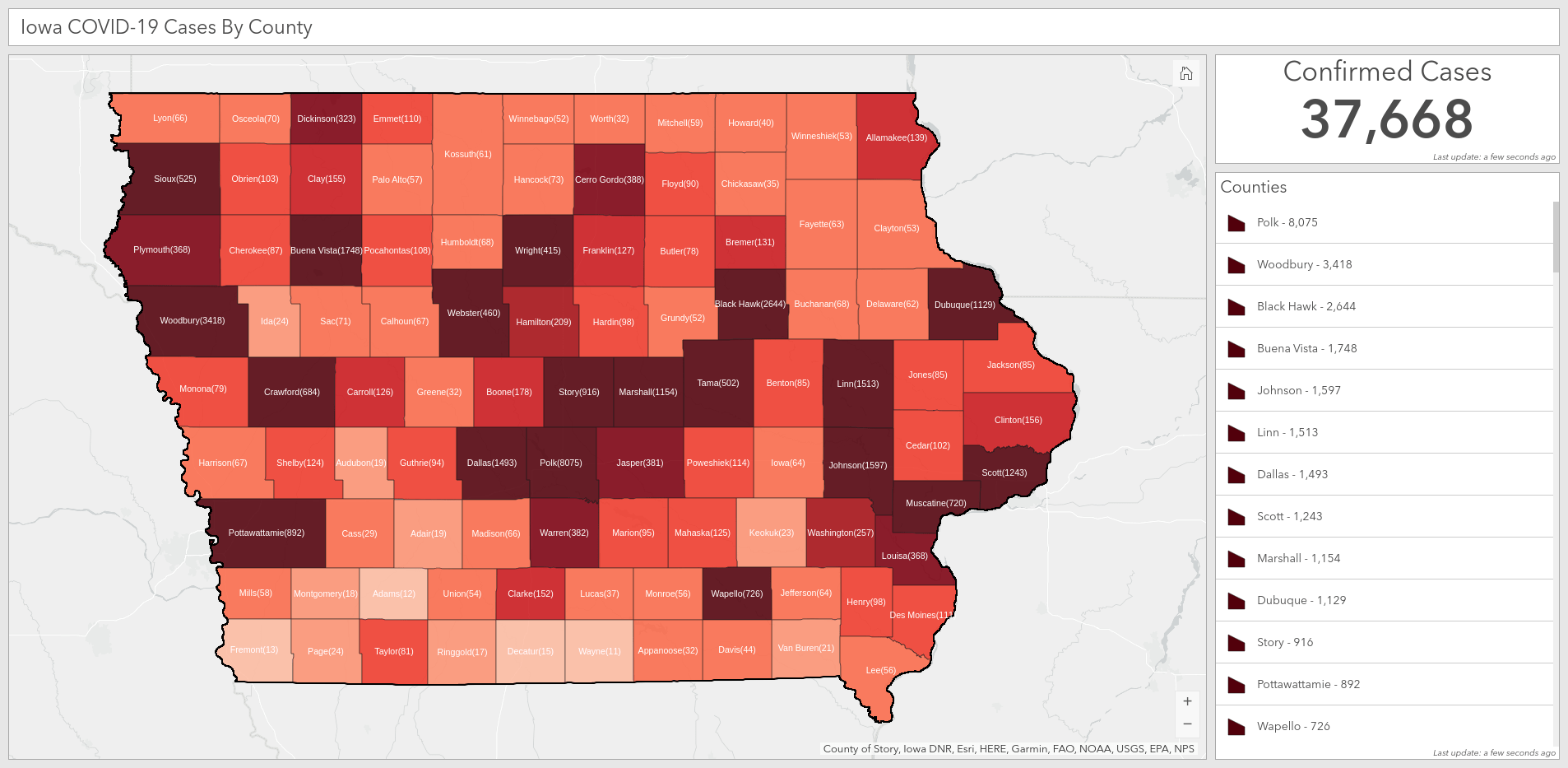 Fri. 07/17 as of 1100am 802 New Cases, 5 New Deaths, 194 New Recovered. r/Iowa