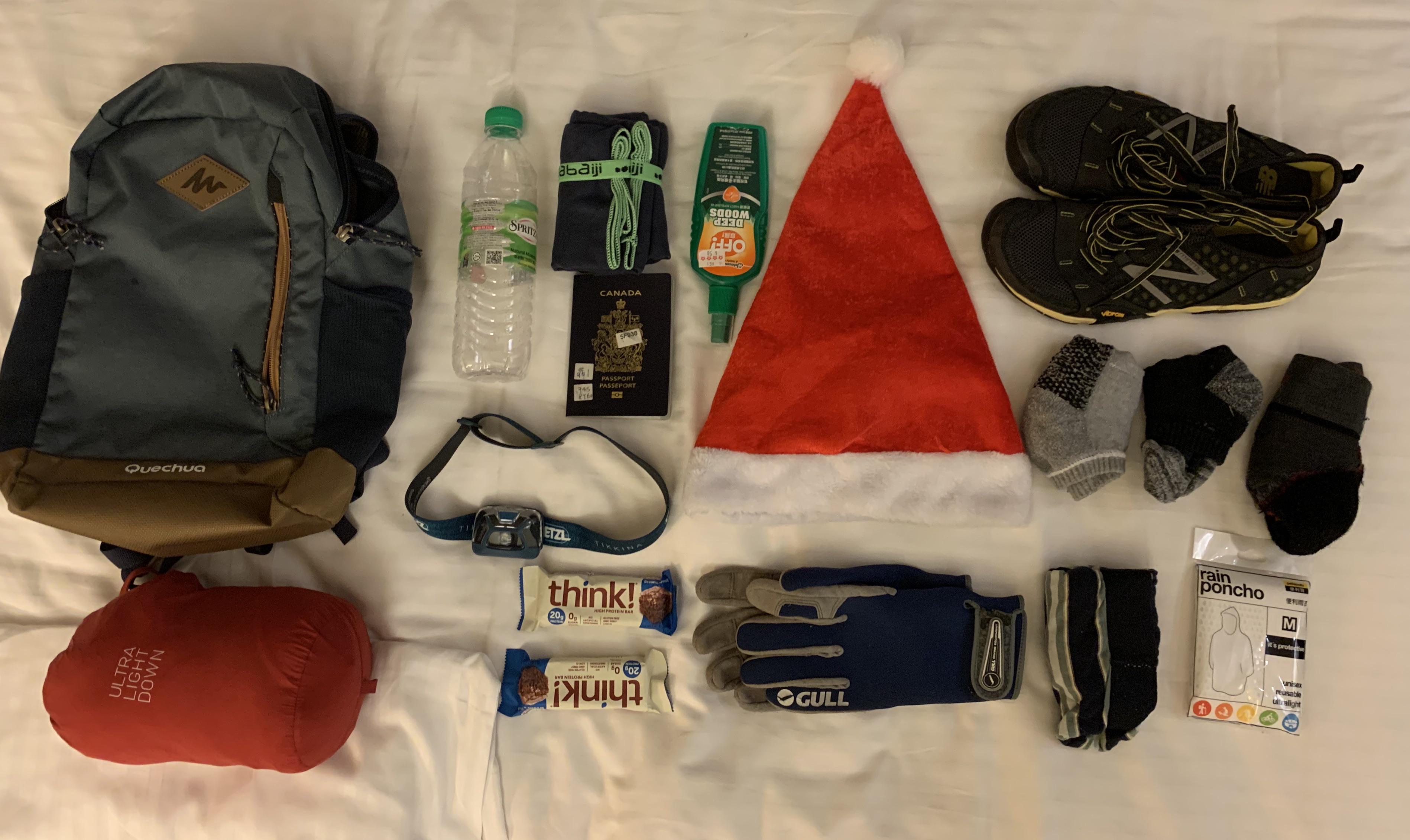 Hiking Kota Kinabalu (wearing the rest). r/knolling