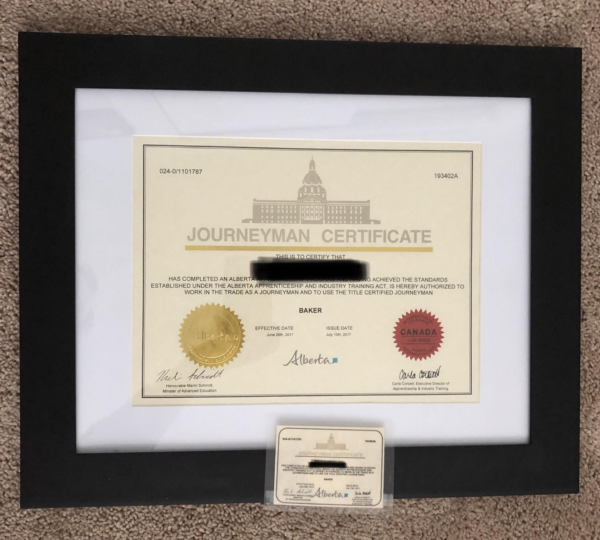 I received a walletsized certificate with my regular sized one. r