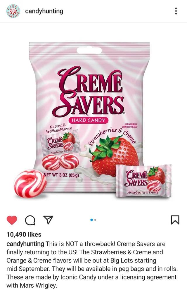 Creme Savers are coming back! r/nostalgia