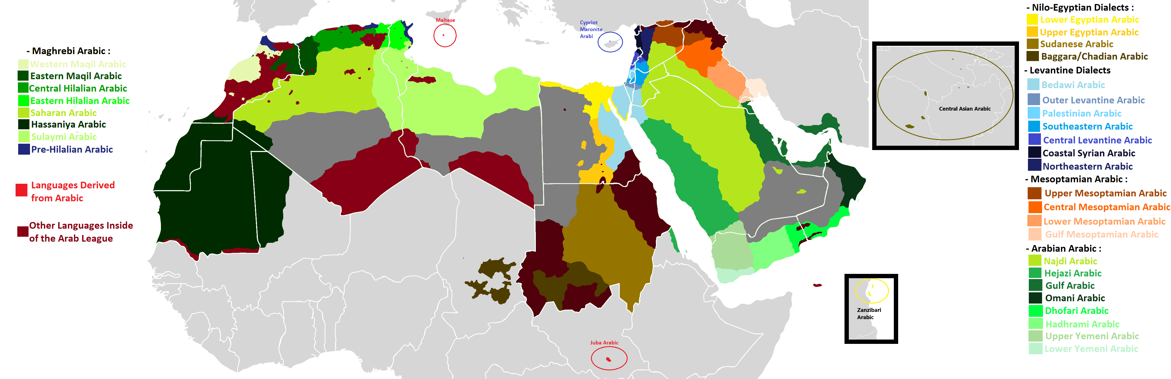 Ultimate Map for (what should be) all Arabic dialects in the Middle