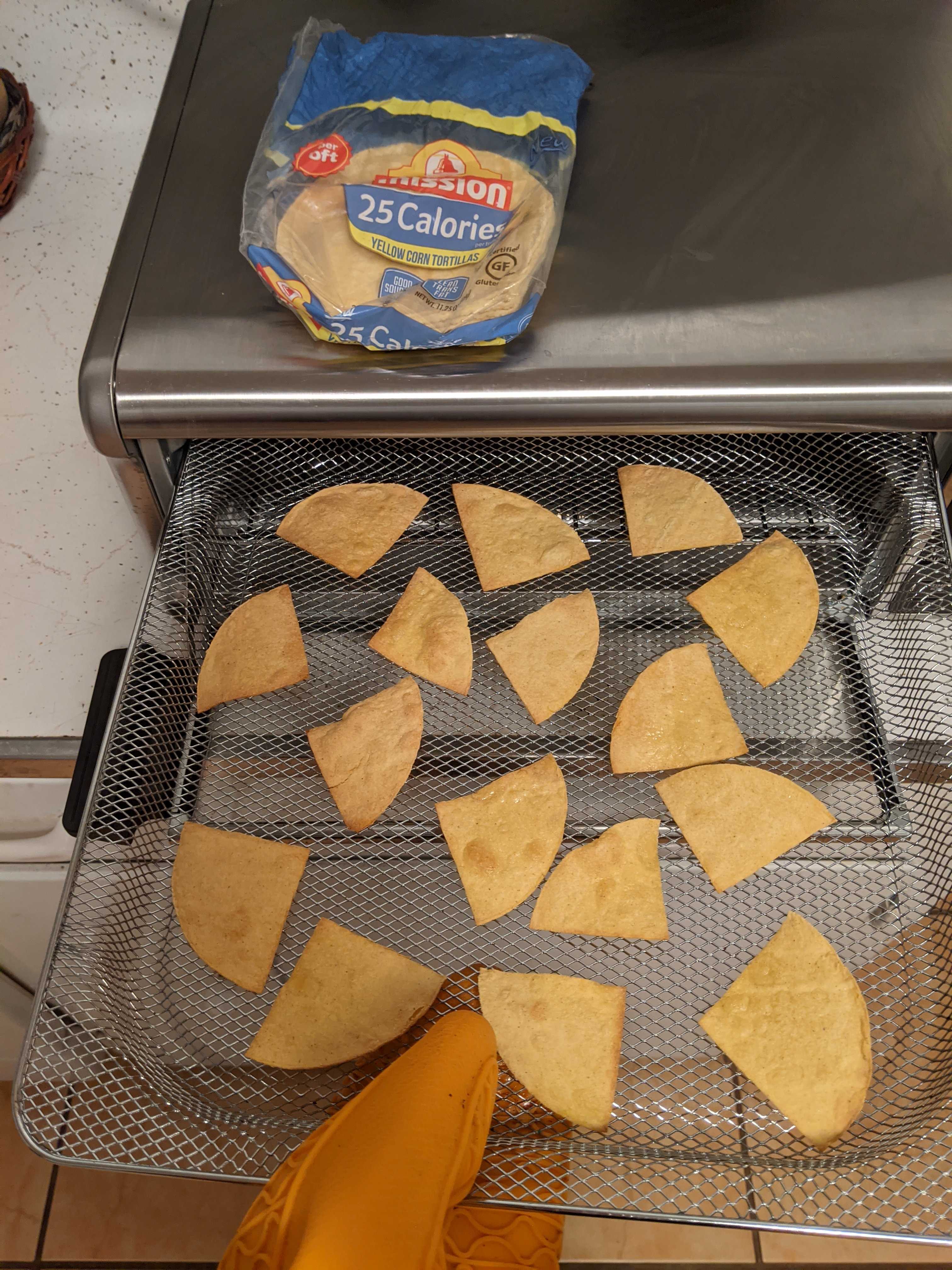 100 calories of tortilla chips thanks to my beloved (the air fryer) r