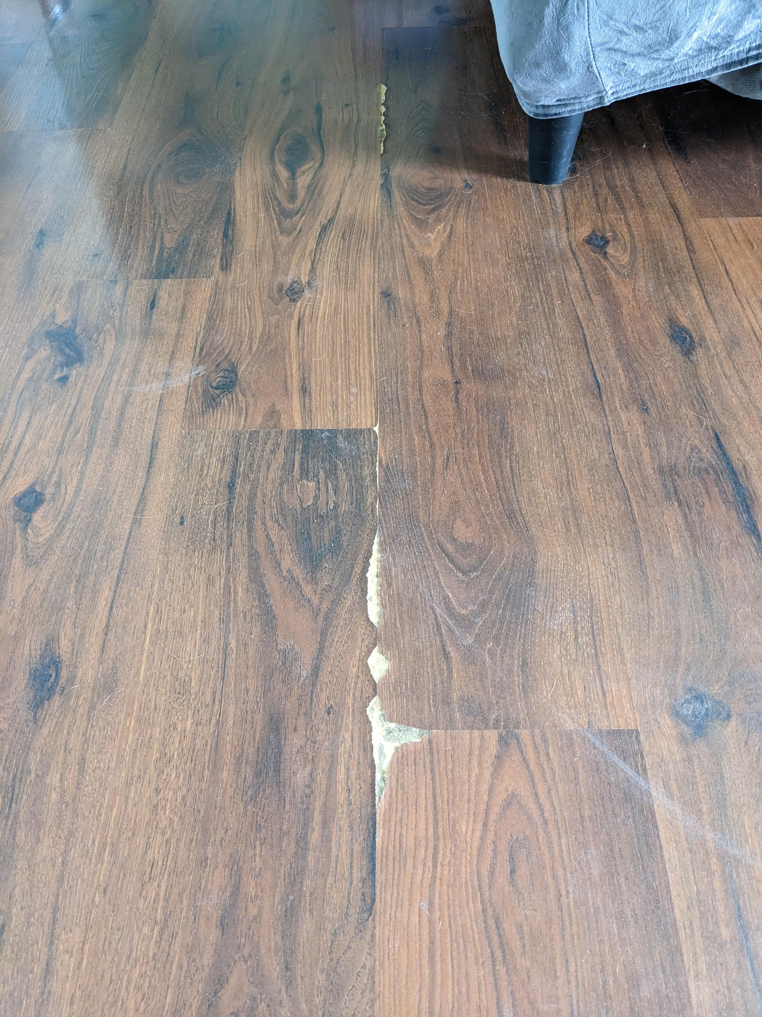 How do I fix this laminate flooring damage? r/fixit