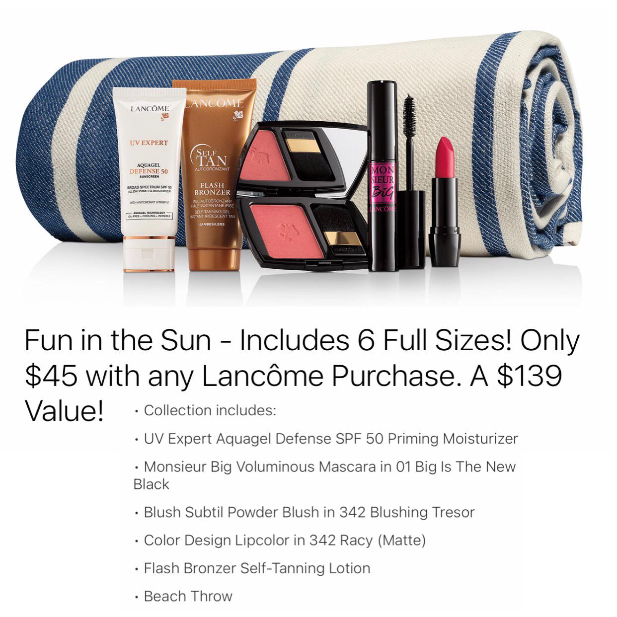 MACY’S + LANCÔME ‘Fun in the Sun’ Collection 6 FULLSIZES for 45