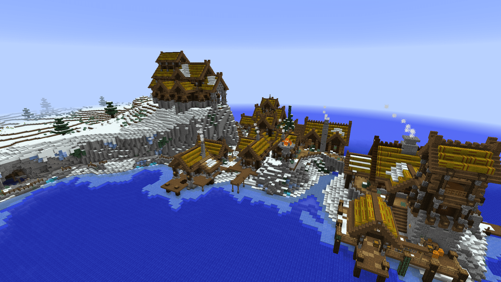 I like my Viking village. All built in survival. r/Minecraft