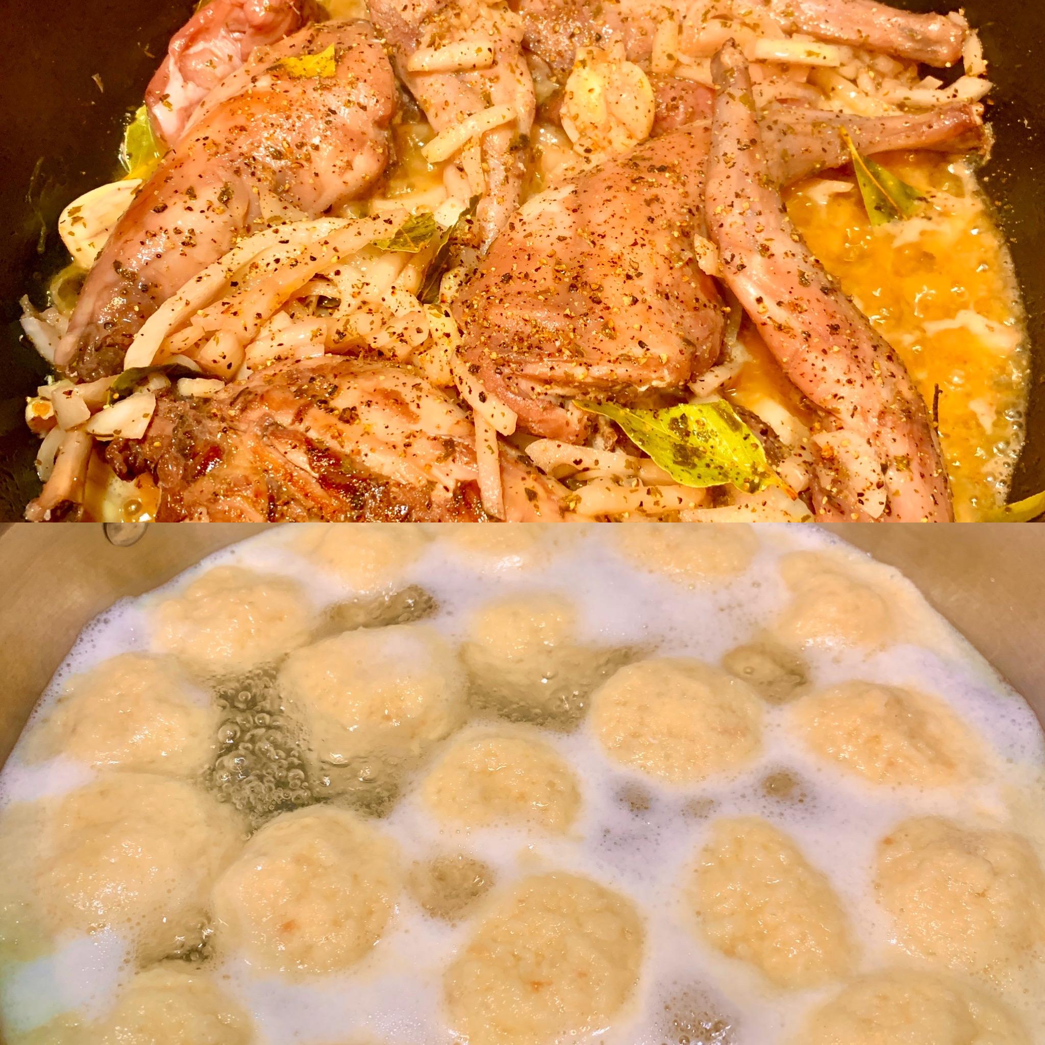 [Homemade]Red wine n apple cider vinegar marinated rabbit and German potato dumplings. r/food