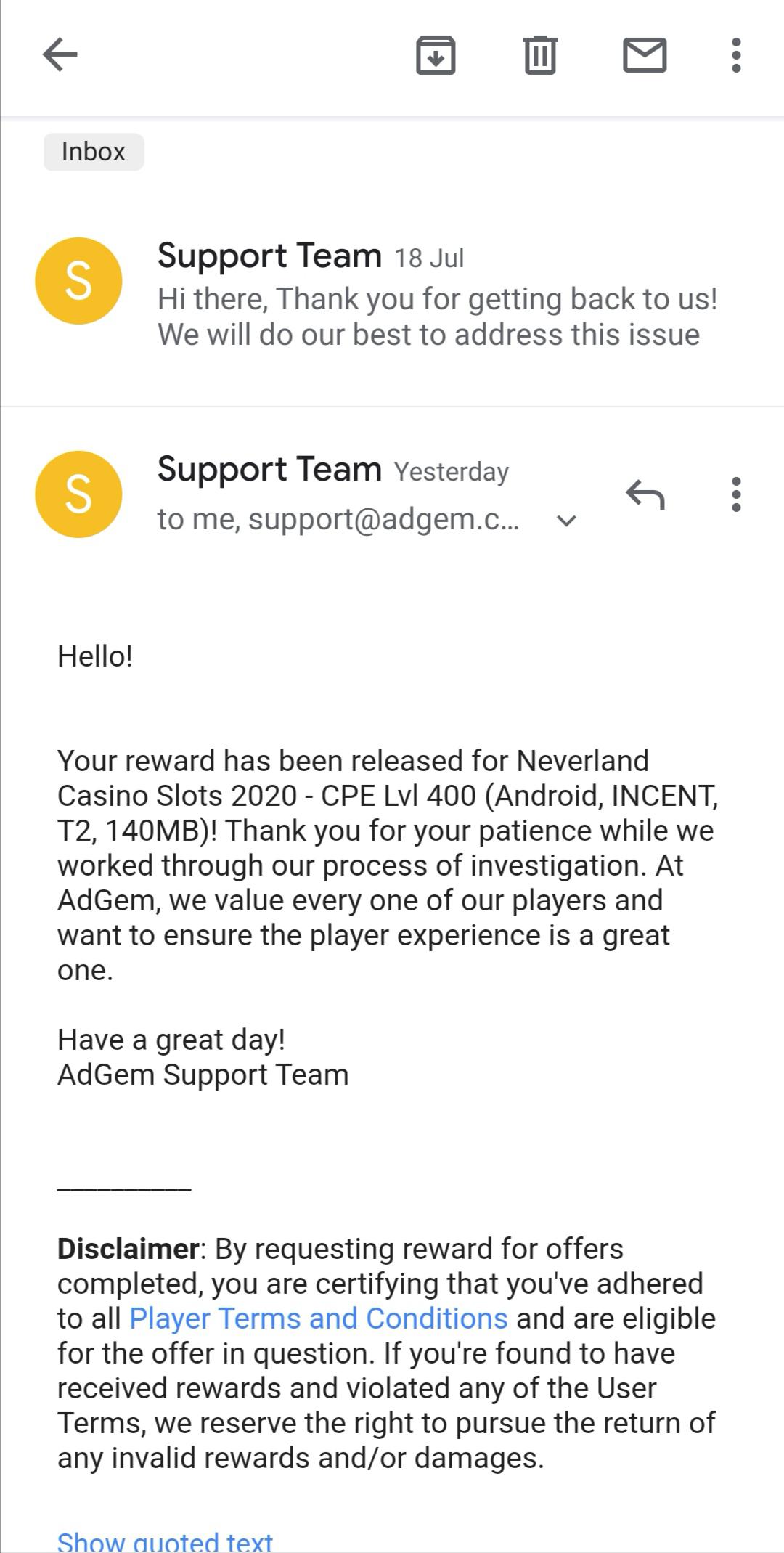 Adgem support actually replied back to me within a few hours plus gave
