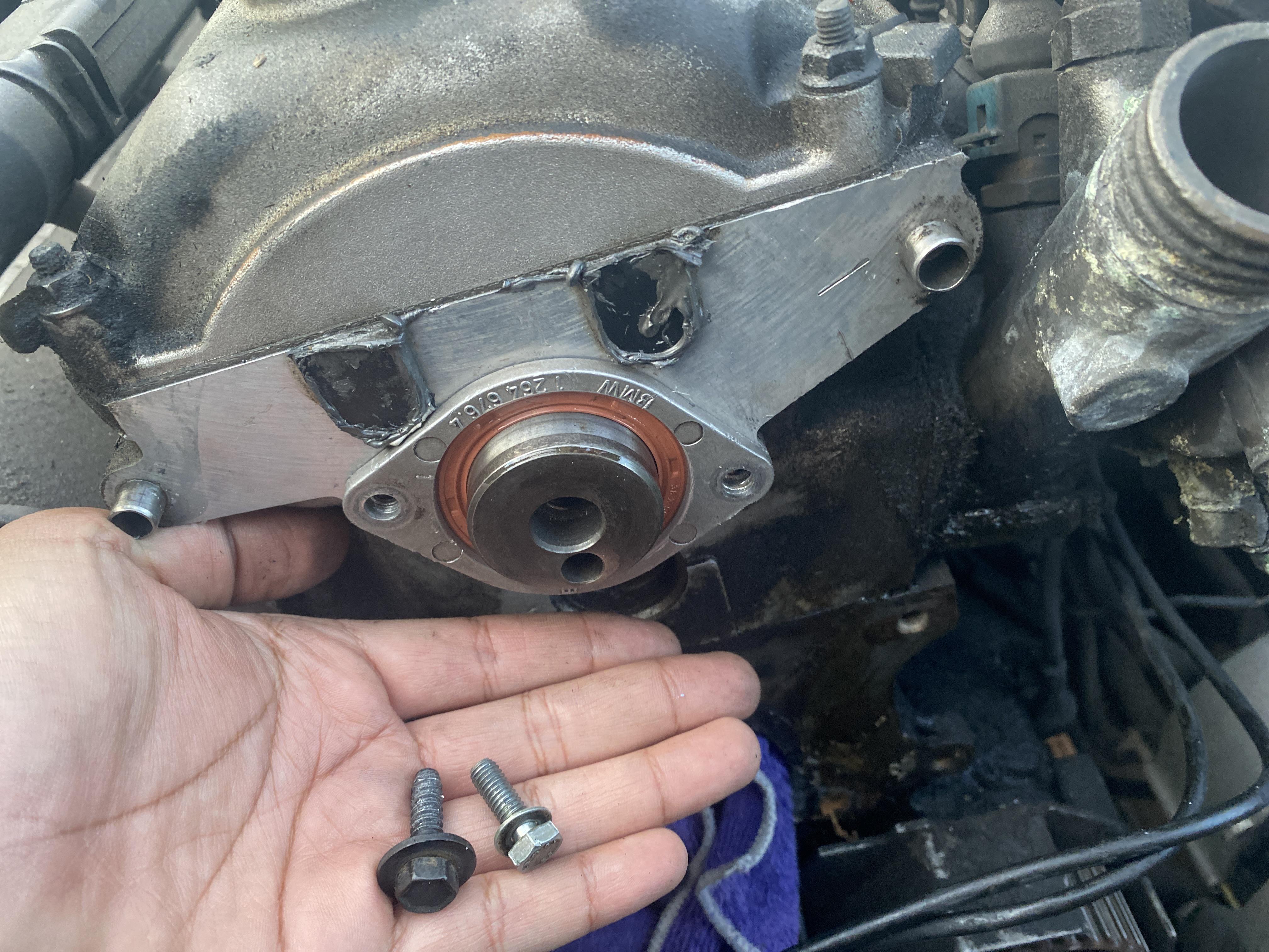 Did I mess up using the wrong bolts on camshaft seal replacement? r/E30