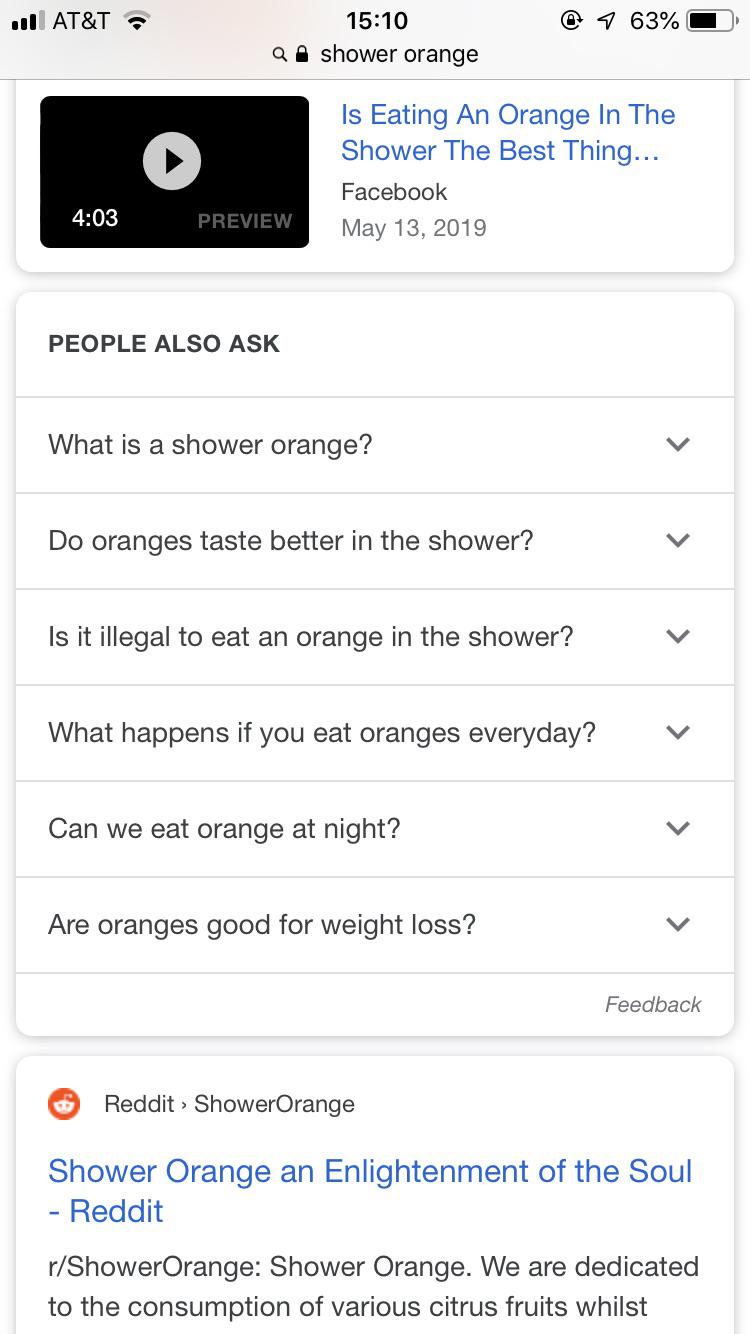 “Is it illegal to eat an orange in the shower?” r/ShowerOrange