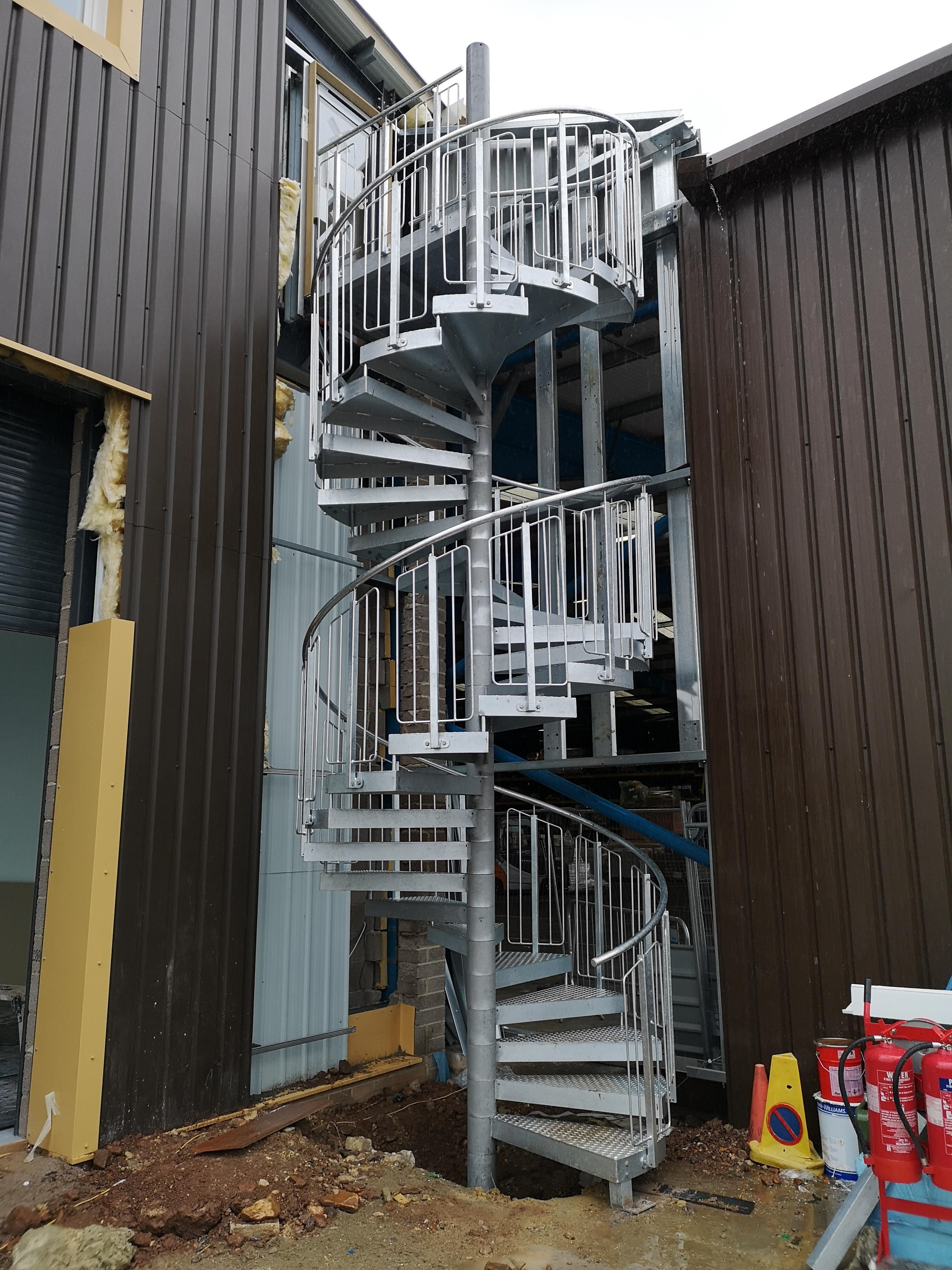 Galvanized helical staircase. Welding