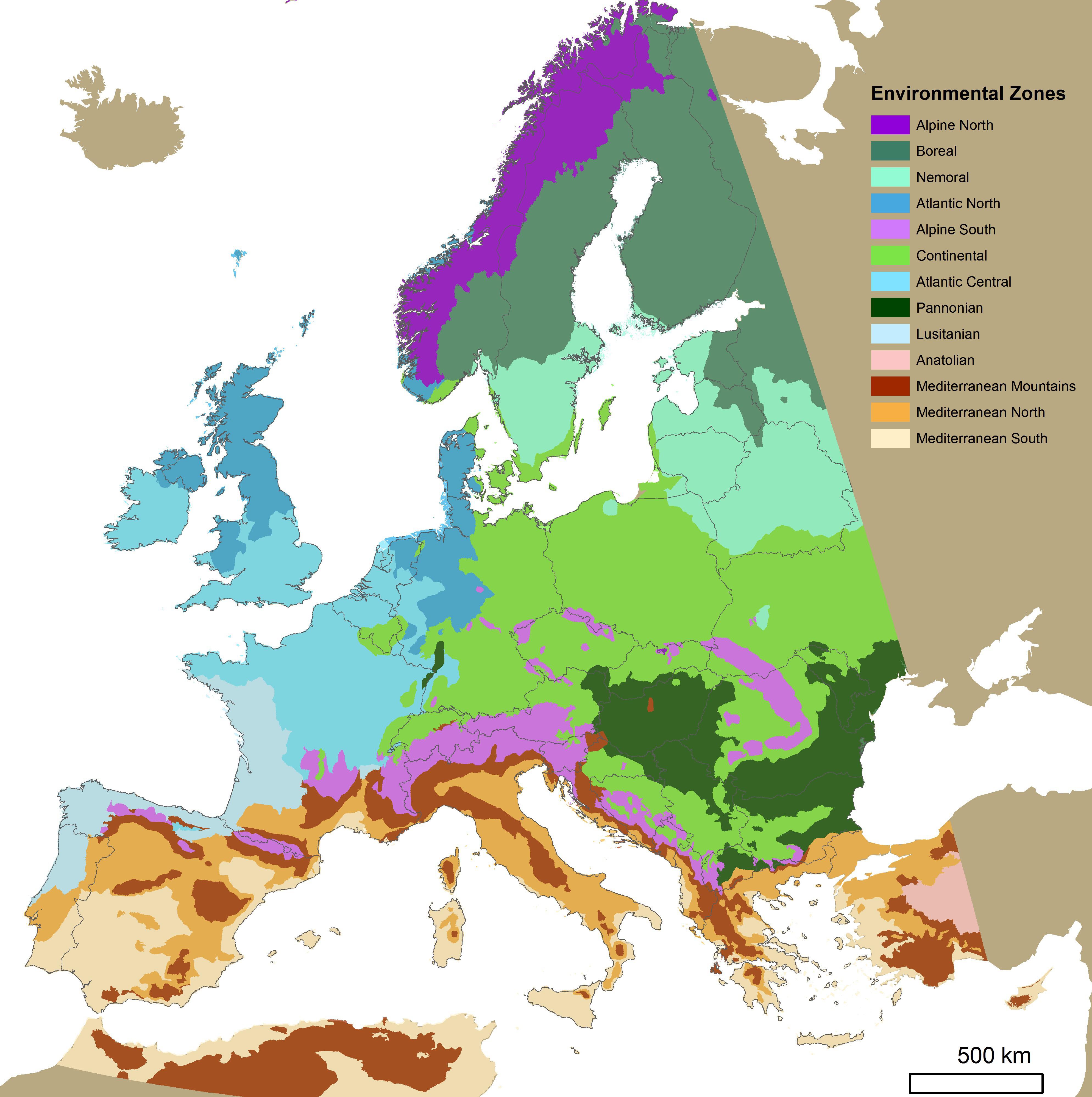 The Environmental & Climatic zones of Europe r/MapPorn