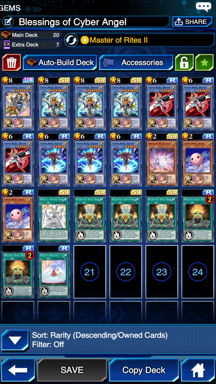 I need some help with my Cyber Angel deck. I have the necessary cards