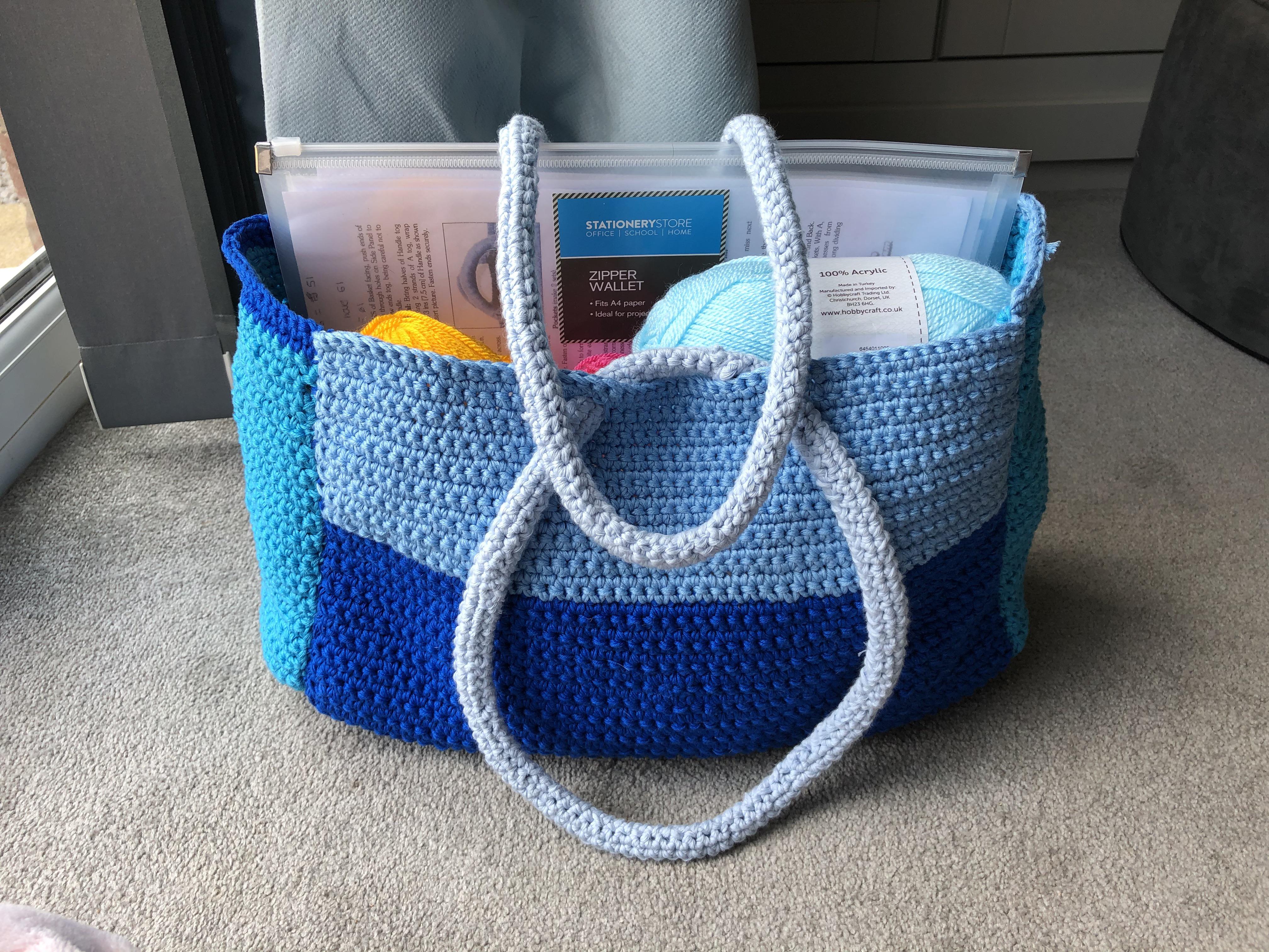Finished my first project 😊 a bag to keep all my crochet equipment in
