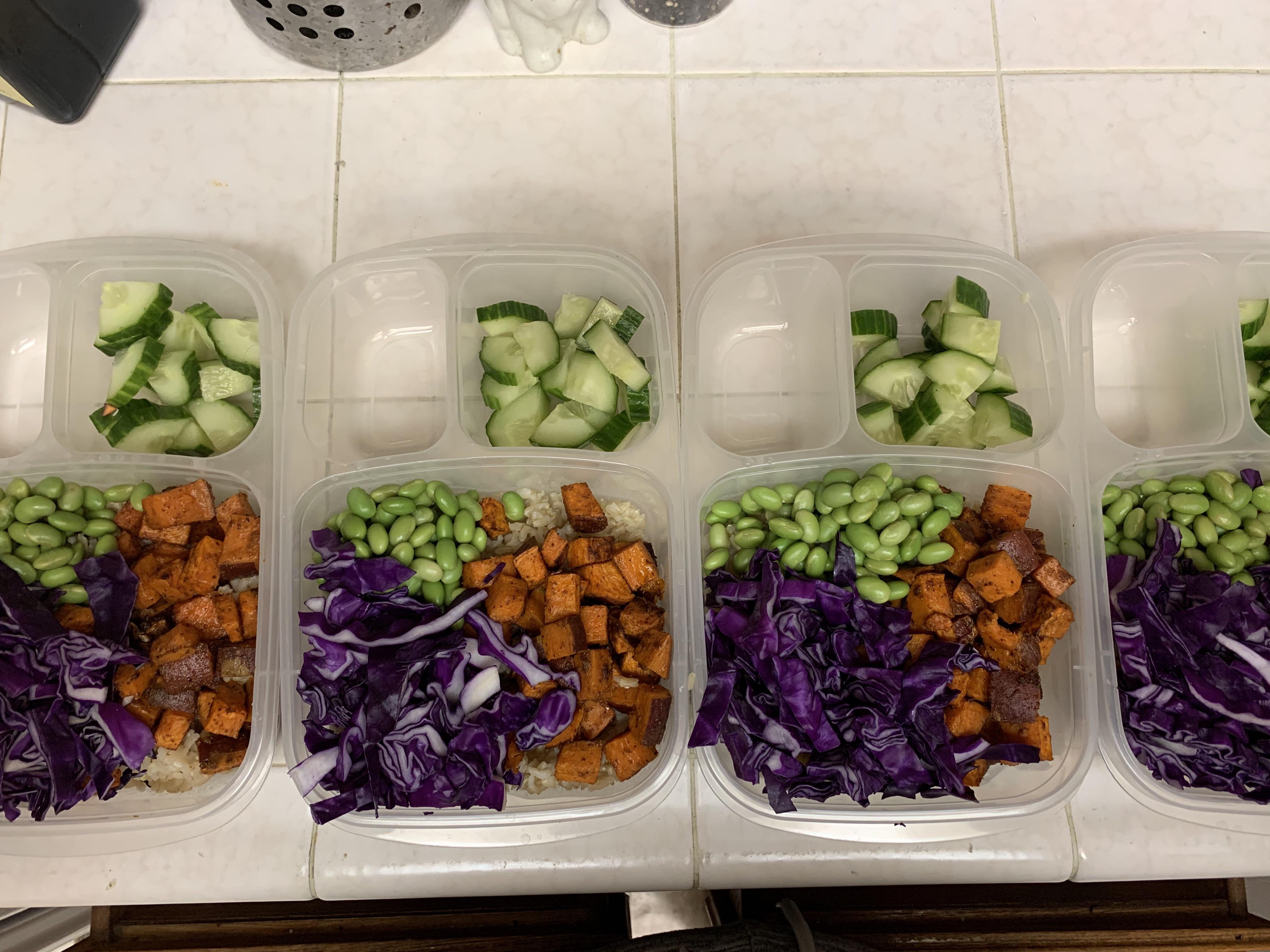 Buddha bowl meal prep! Total of 8 servings for 2 people’s lunches for
