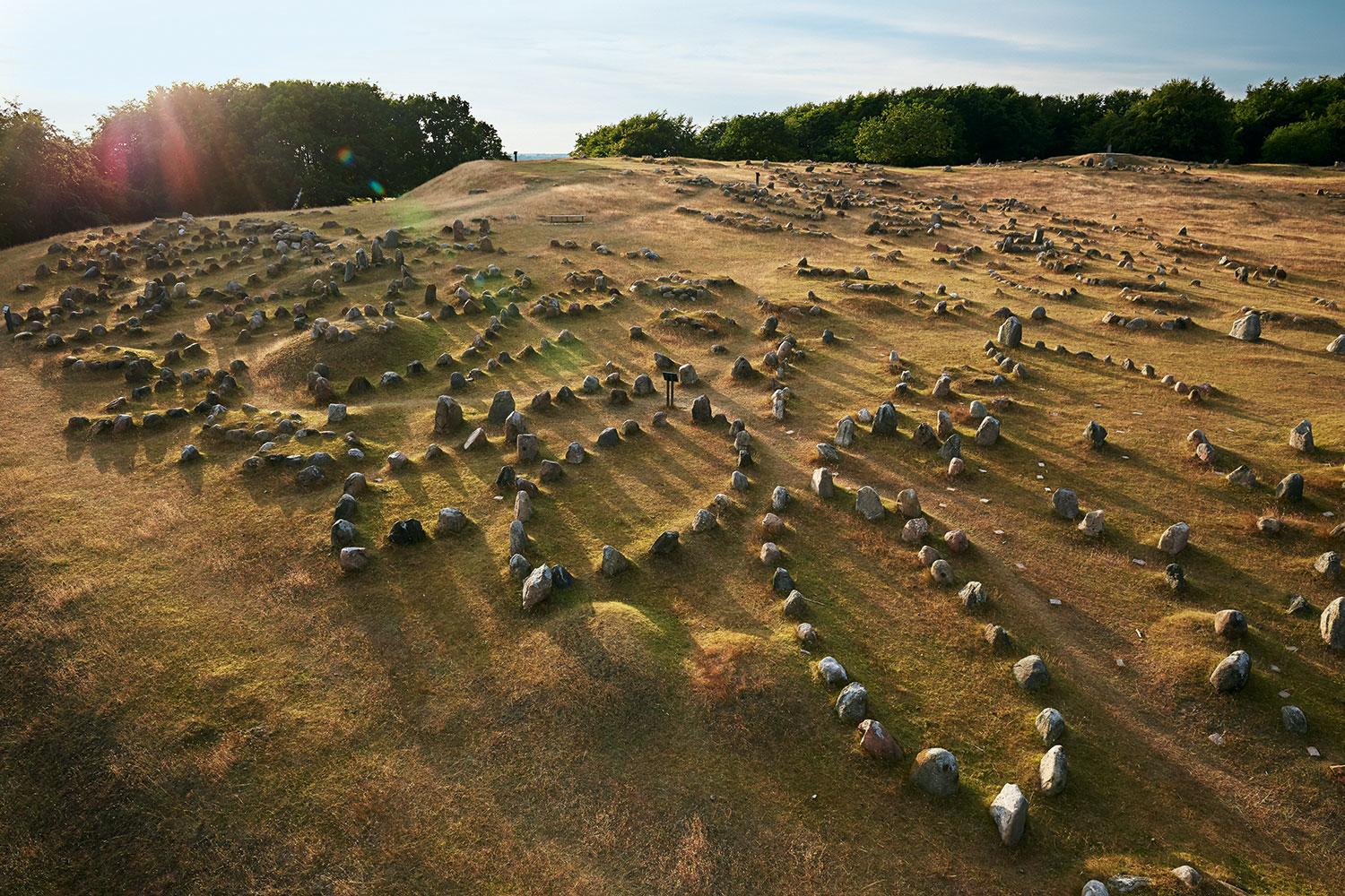 Viking burial stone ships, Lindholm Høje, Denmark. 10001200 AD