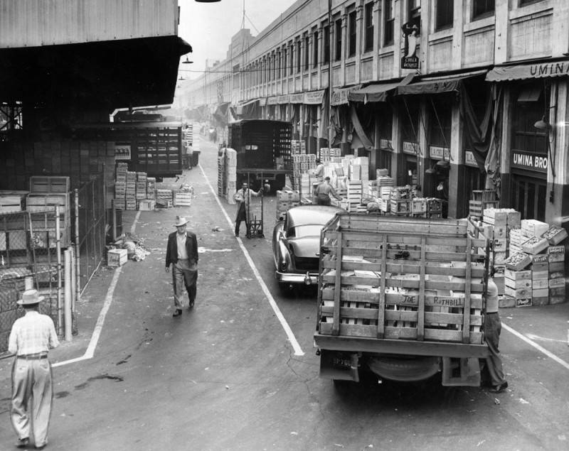 Produce wholesale terminal at Ninth and Central, Los Angeles where more