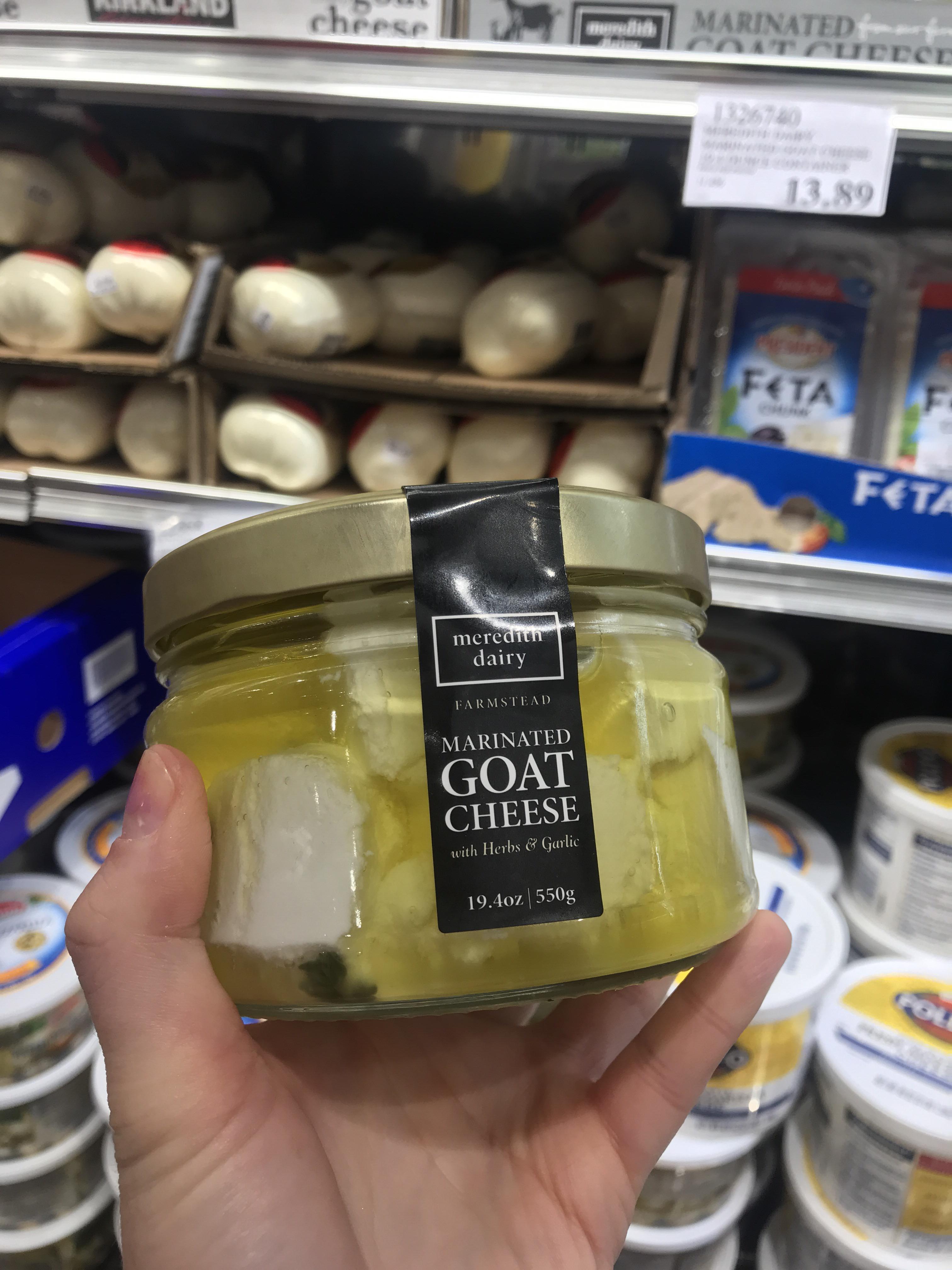 Once again, Costco kills it with great selection. A giant jar of Meredith Dairy goat cheese. r