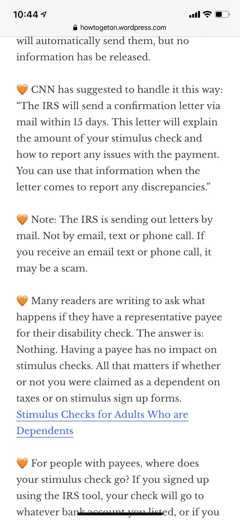 I guess people on SSDI who have payees still get stimulus payment