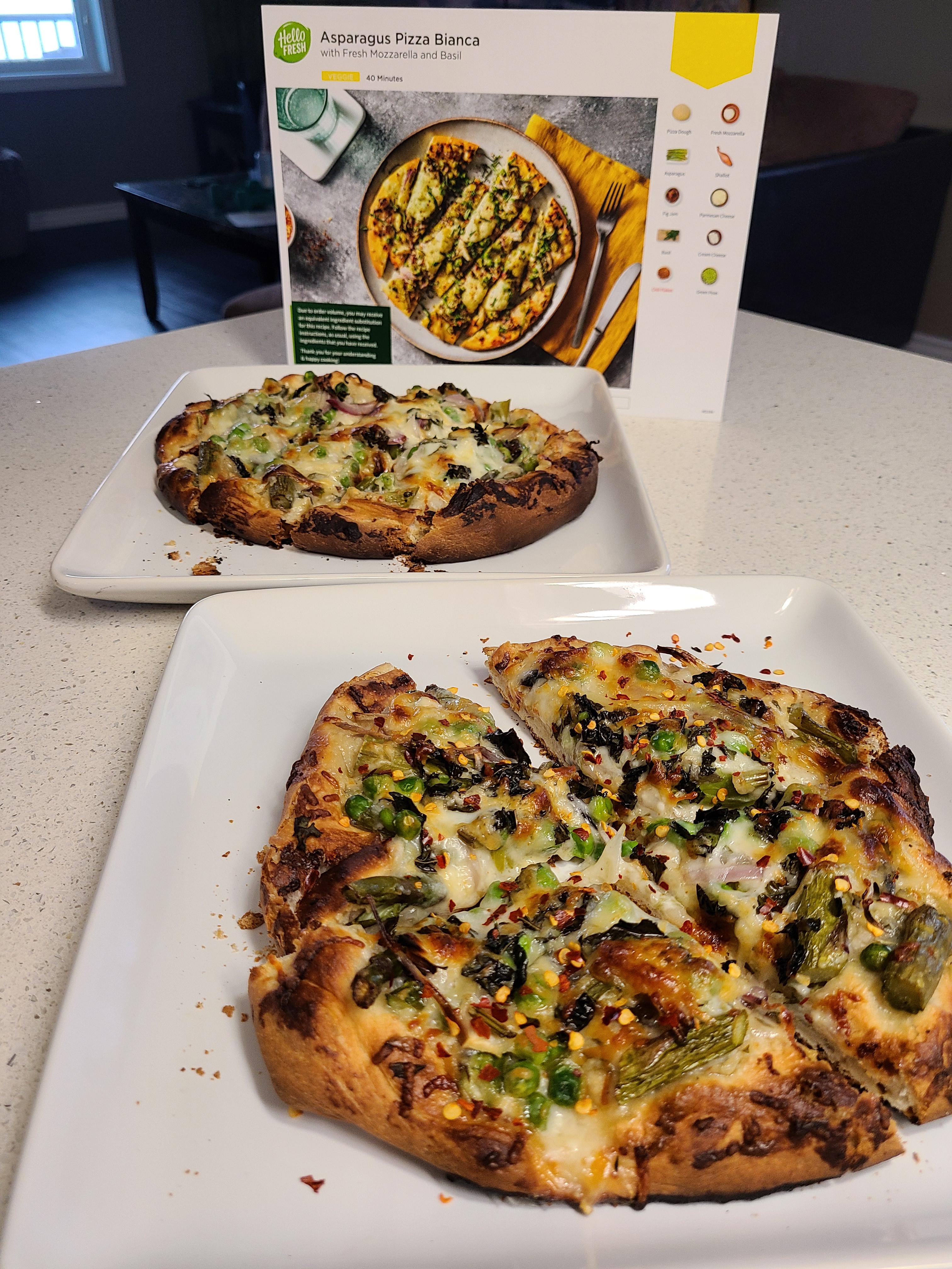 Asparagus Pizza Bianca with Fresh Mozzarella and Basil r/hellofresh