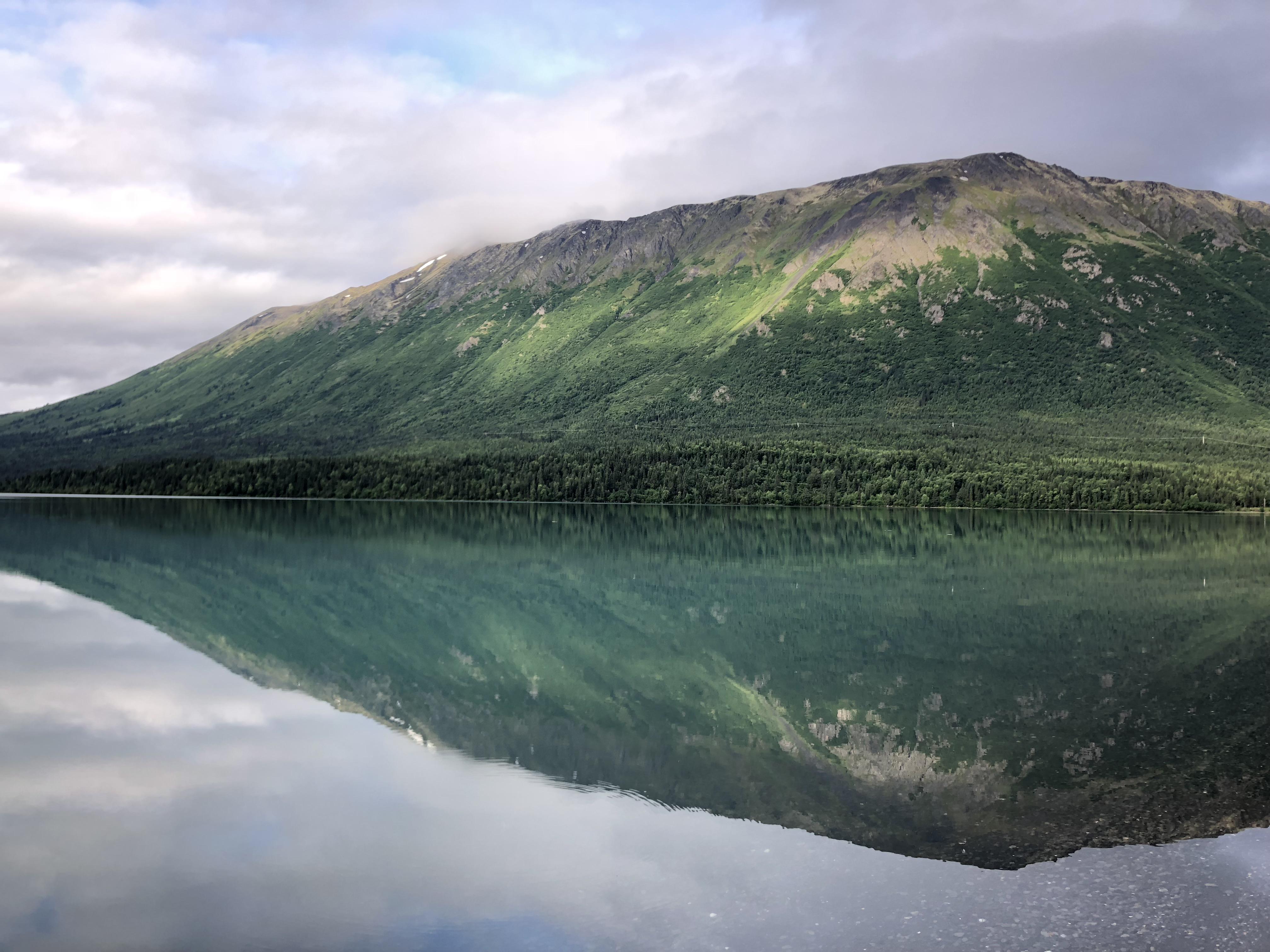 Kenai Lake at 7a. The night before there were waves. I love Alaska. r