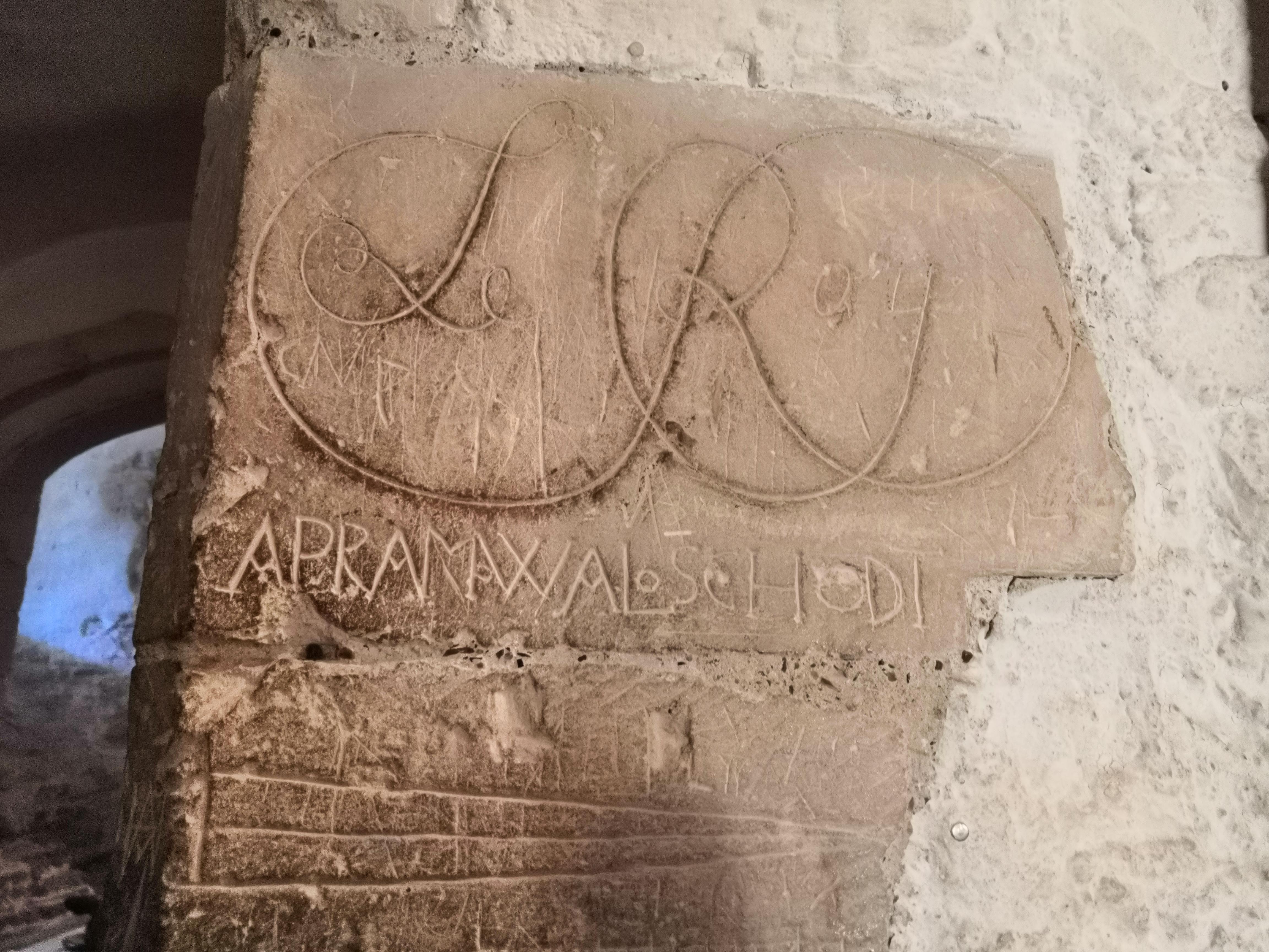 This cool ancient graffiti carved into the wall at Dover Castle r